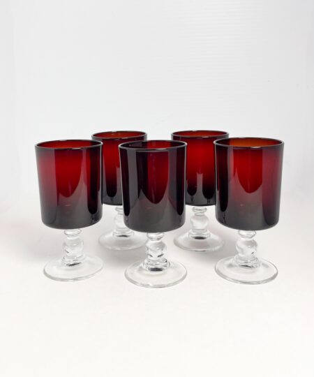 Red Luminarc 3.5 ounce shot / liqueur glasses