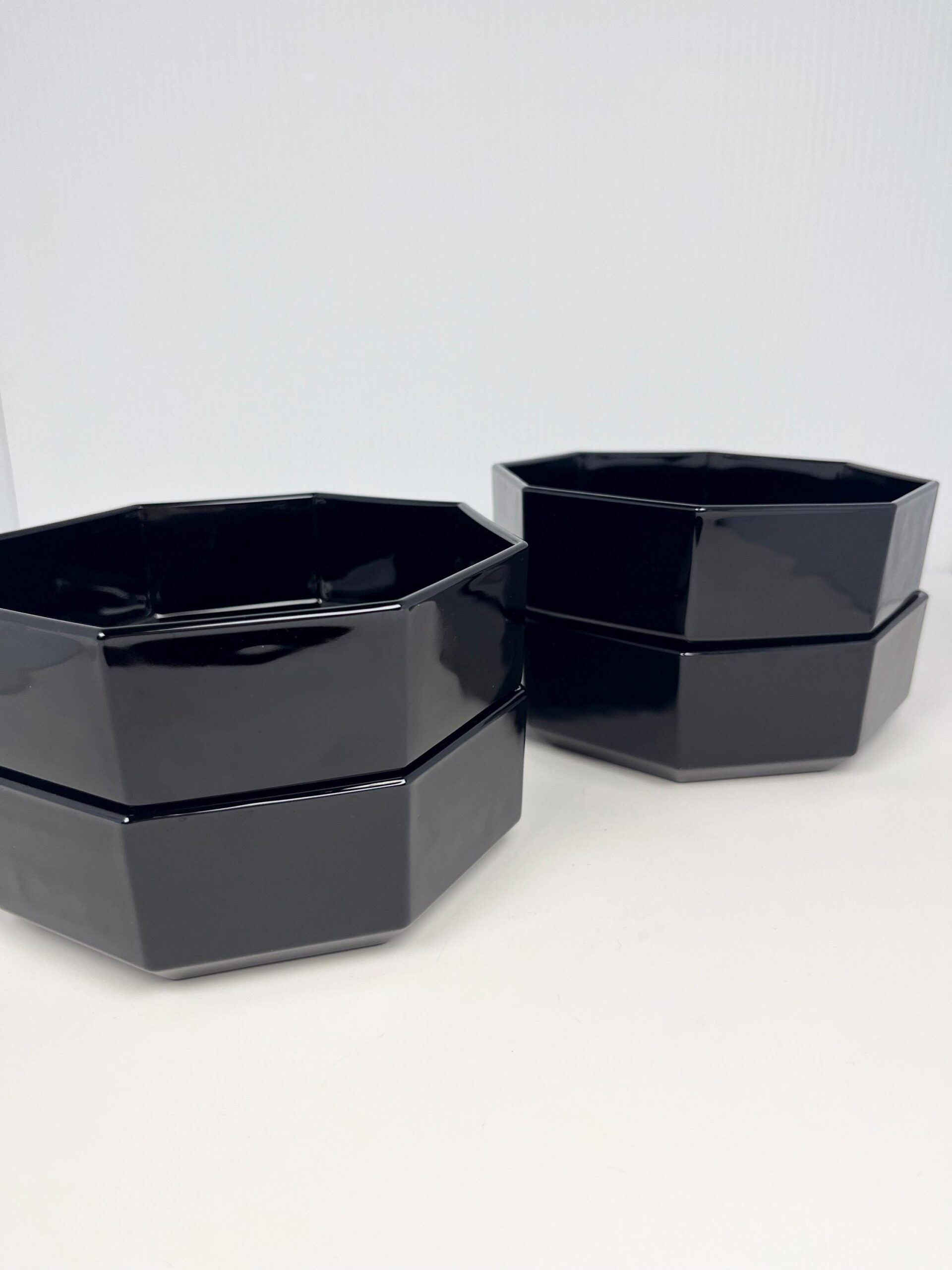 Vintage 80s Luminarc Octime black serving bowls
