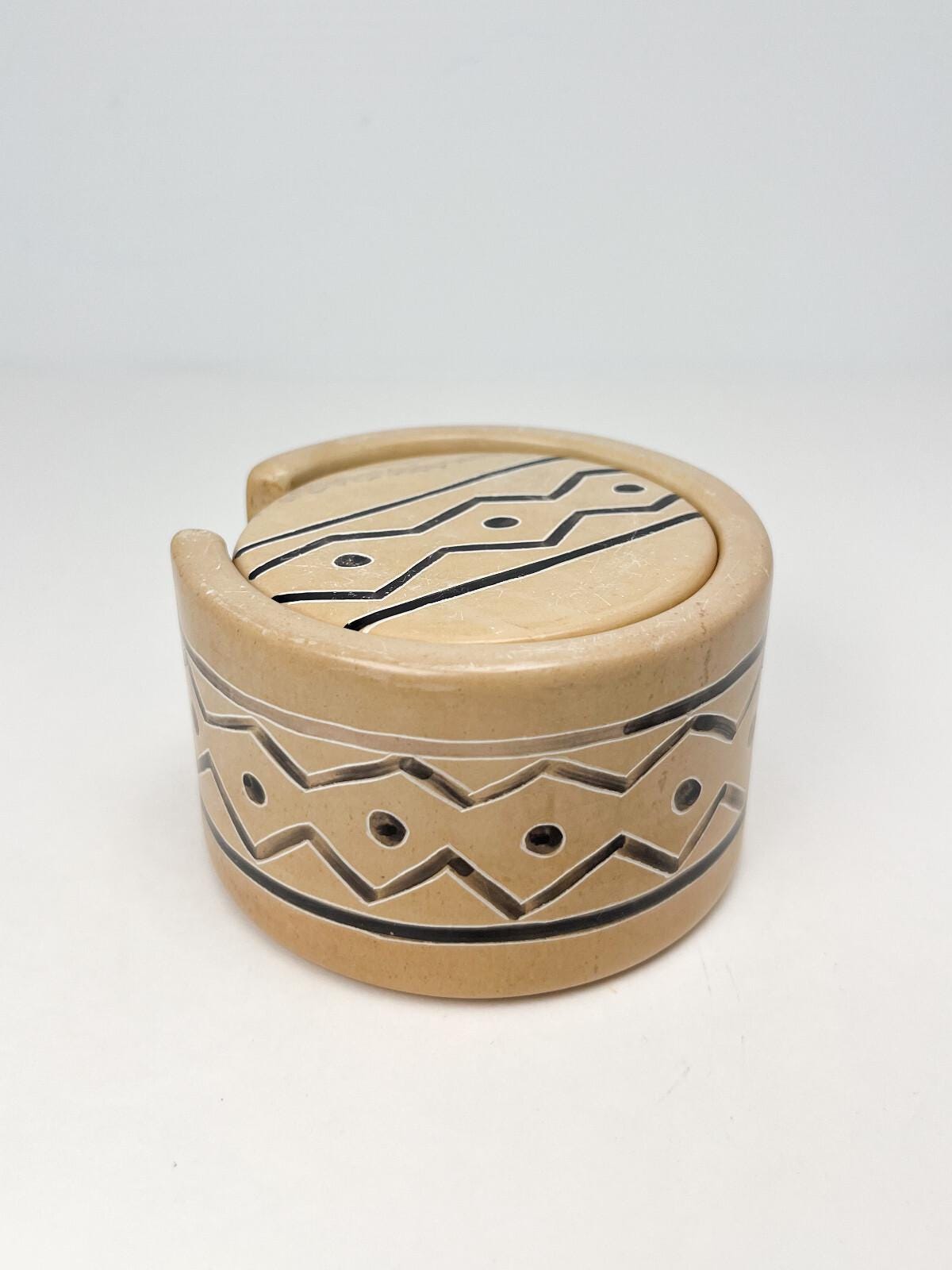 Soapstone coasters - set of 6 with holder