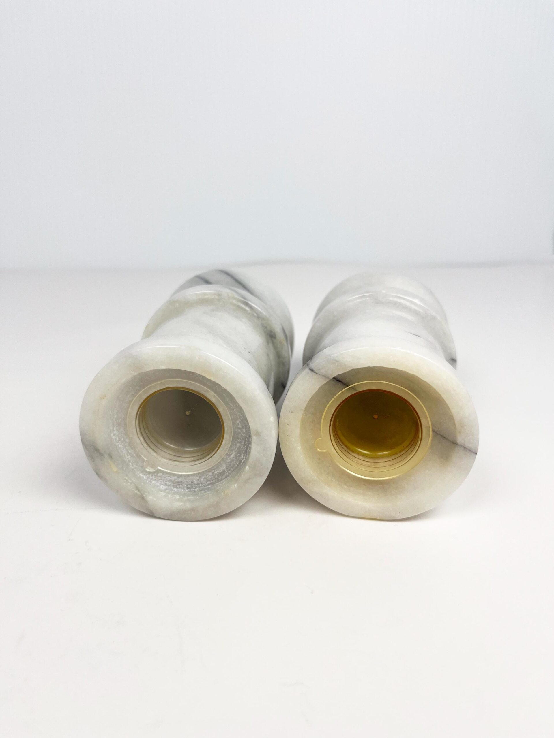 Vintage grey polished marble salt and pepper shakers