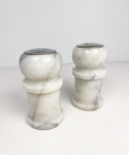 Vintage grey polished marble salt and pepper shakers