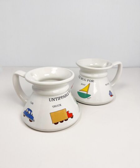 Vintage Untippable Mugs for Car, Trucks, Boat, and Klutz - no slip bottom - Sandra Boynton
