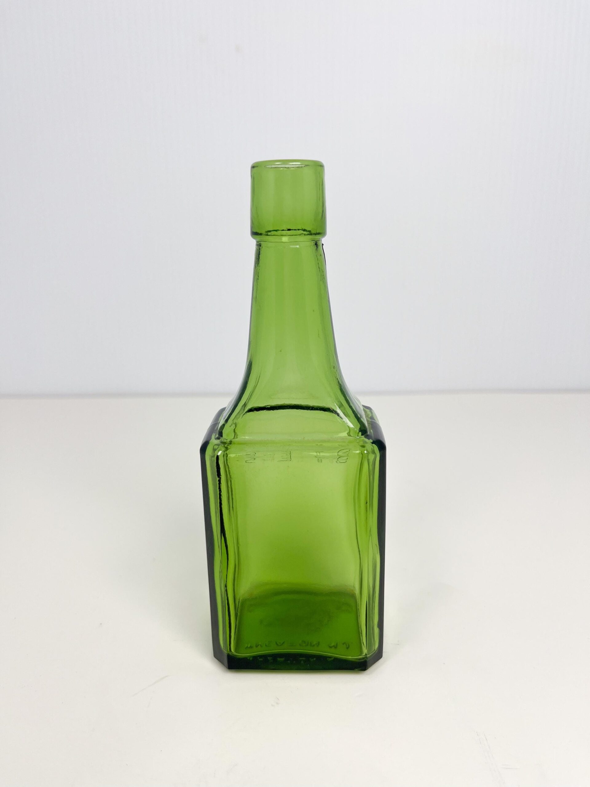 Vintage 6" Wheaton green glass bitters bottle - 60s reproduction