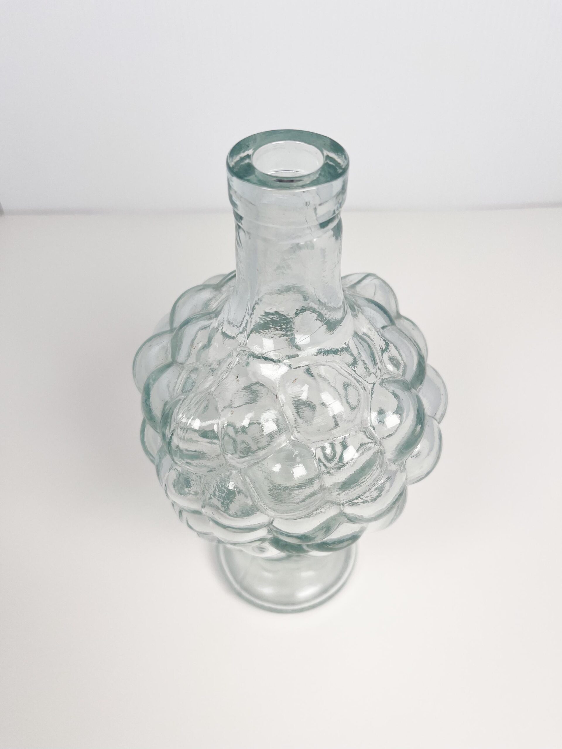 Vintage glass grape cluster bottle / decanter - hand blown art glass