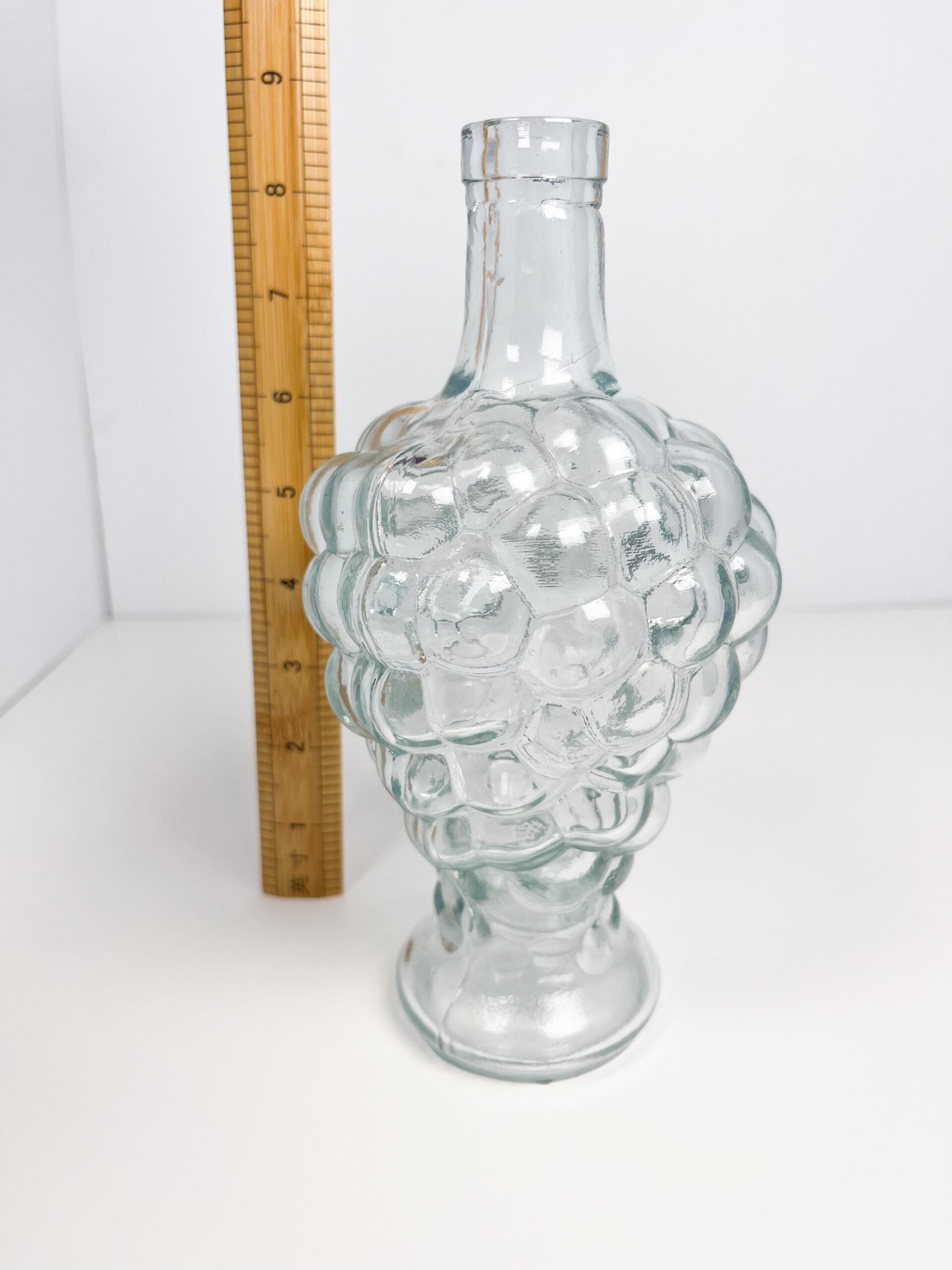 Vintage glass grape cluster bottle / decanter - hand blown art glass