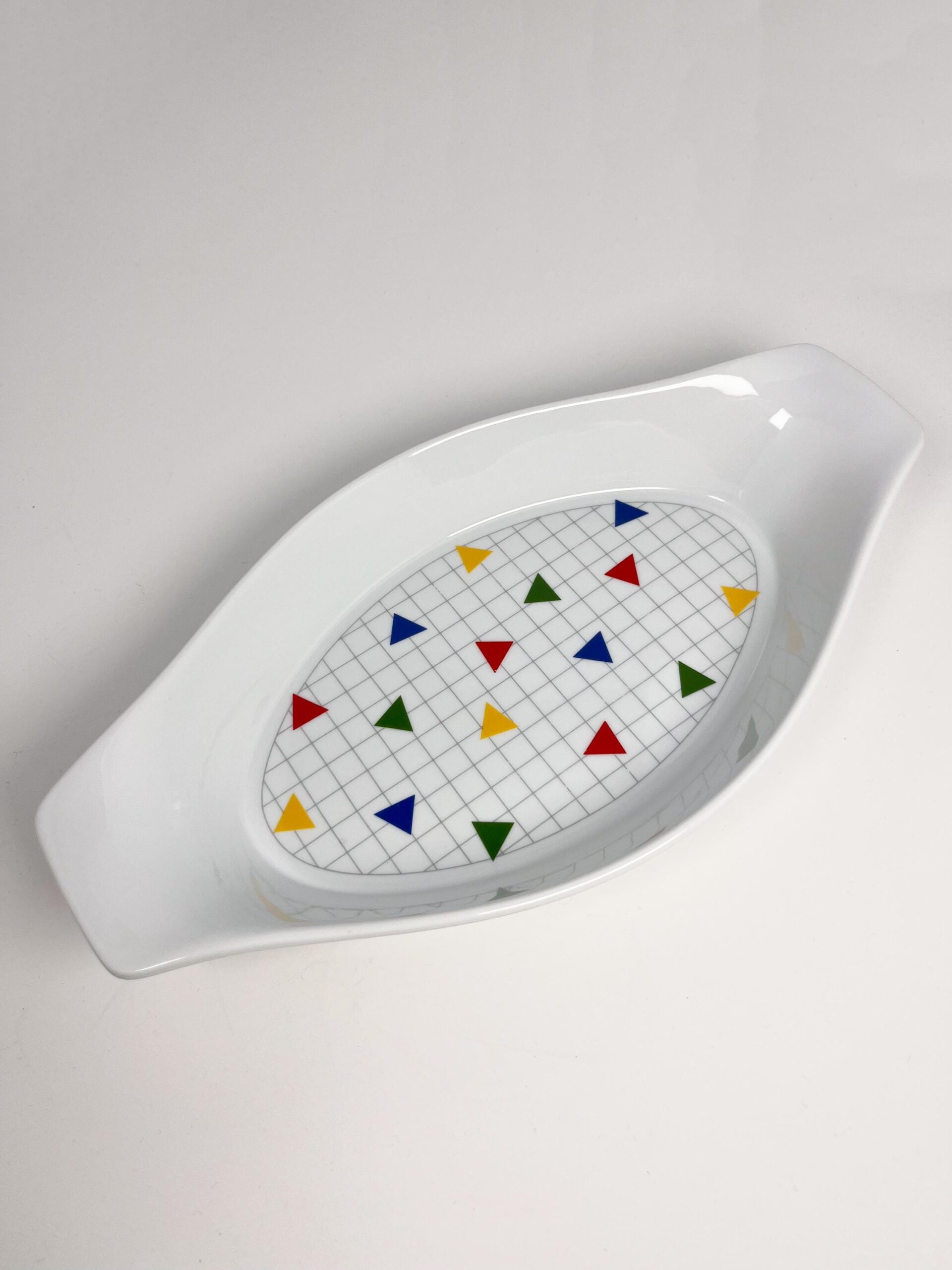 Vintage 80s Japanese rainbow checkered casserole dish by Algar