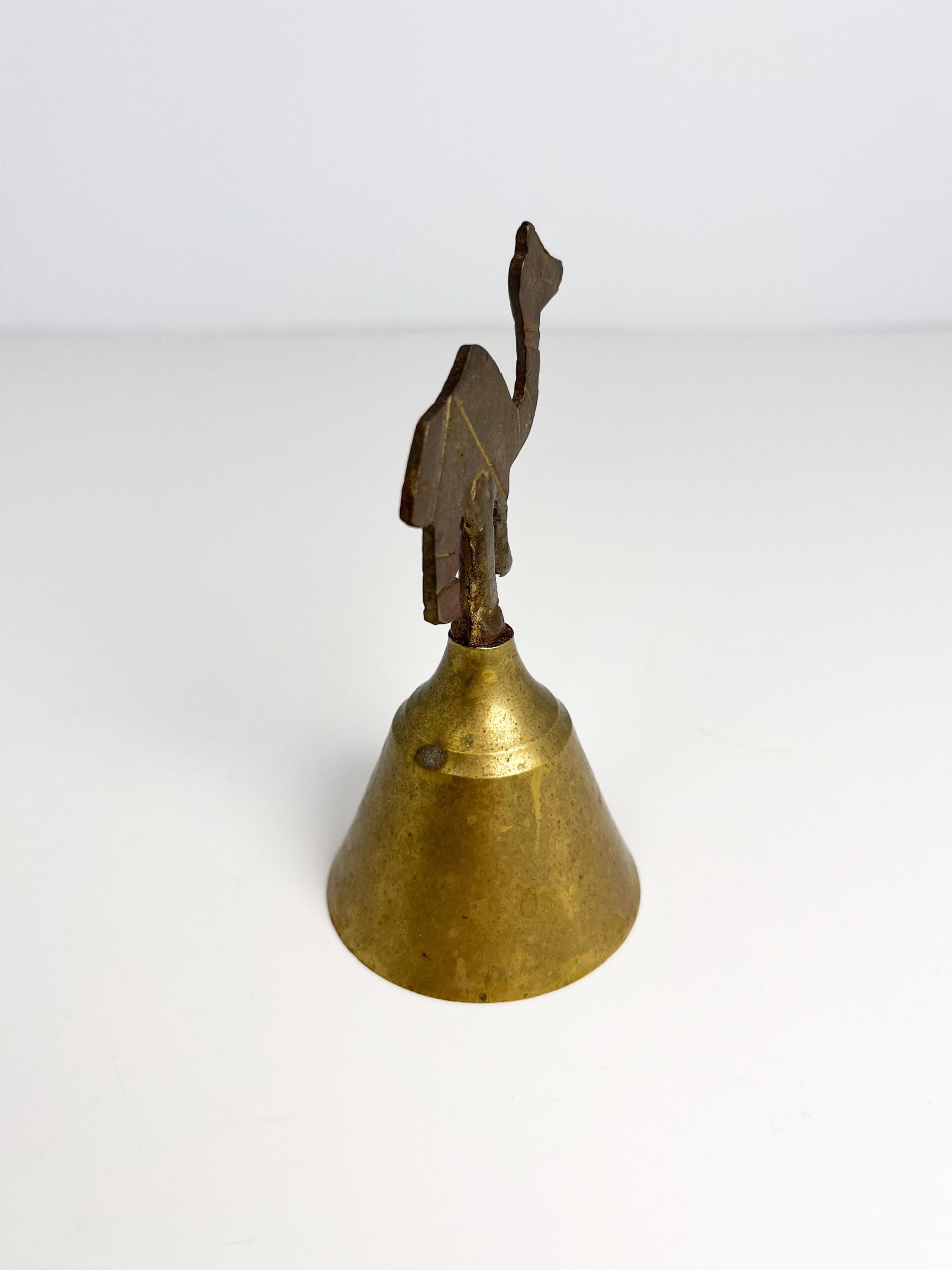 Vintage small brass camel bell - patina, rustic charm