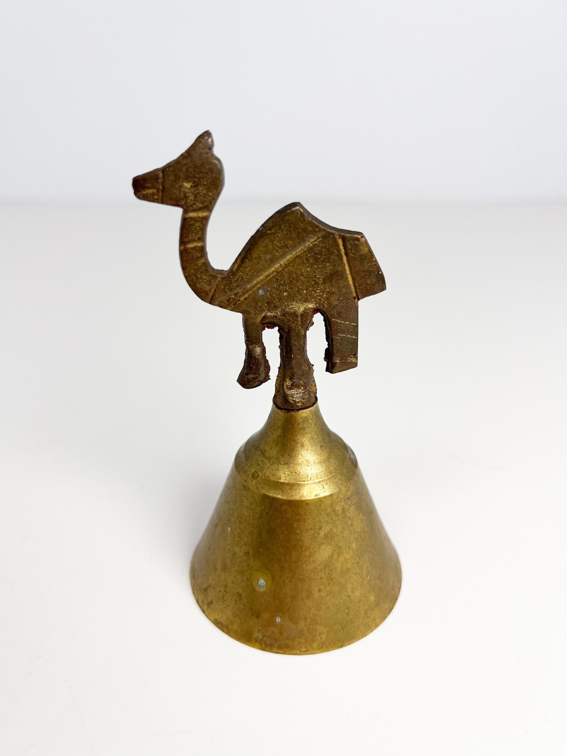 Vintage small brass camel bell - patina, rustic charm