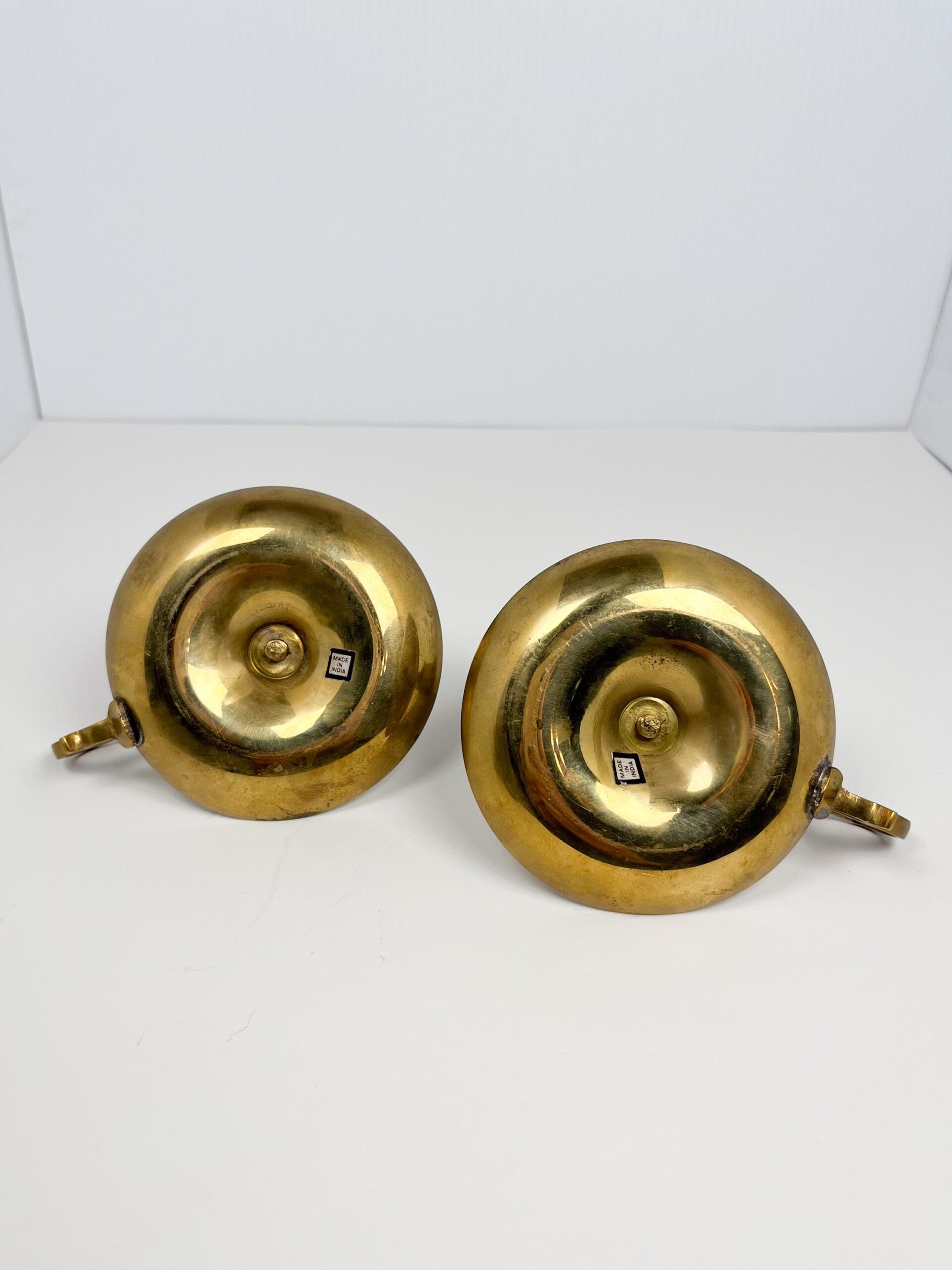 Vintage brass candlestick holders set with handle - including candles