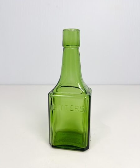 Vintage 6" Wheaton green glass bitters bottle - 60s reproduction