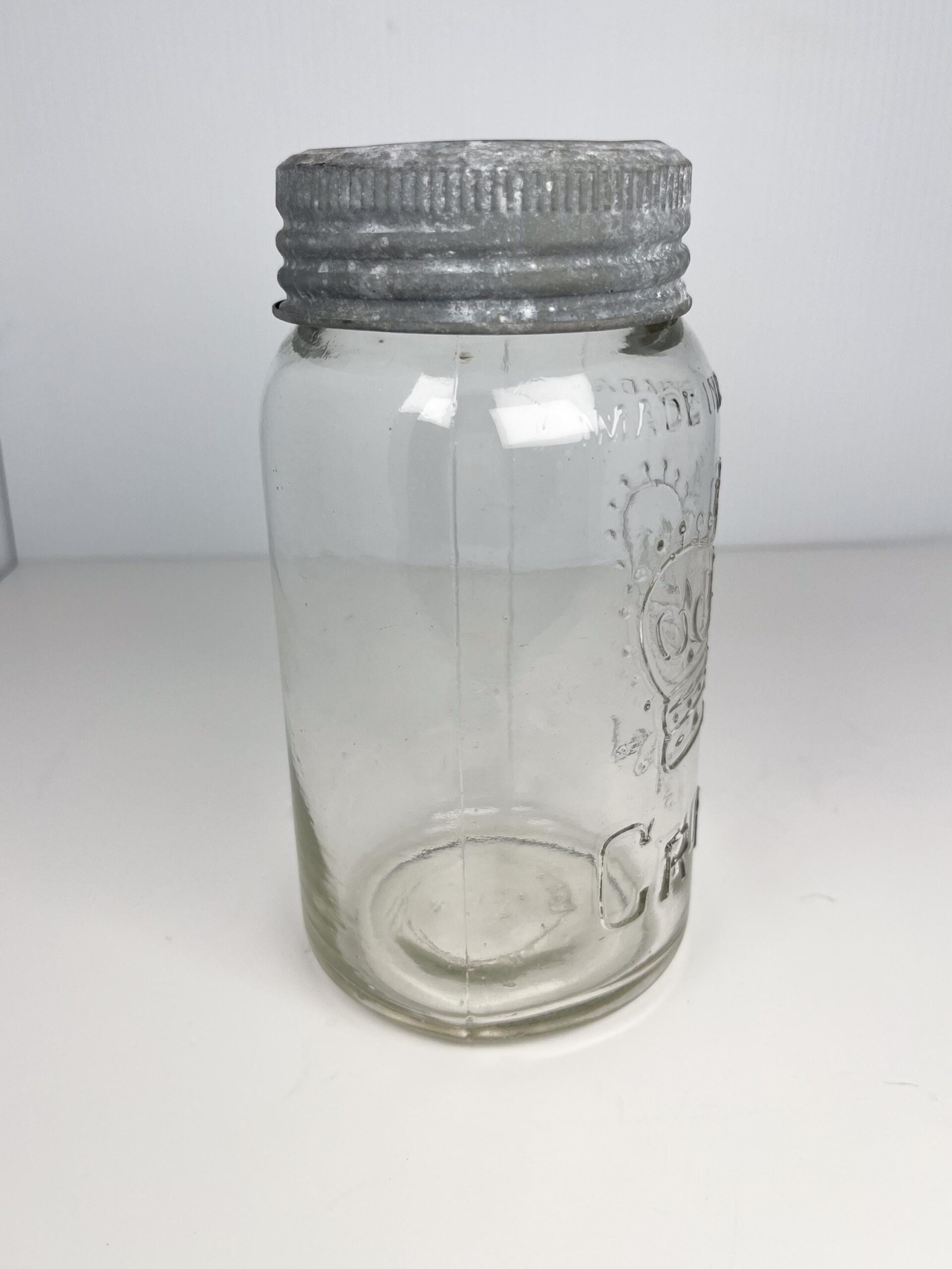 7" vintage Crown Mason Jar - Made in Canada, 1943
