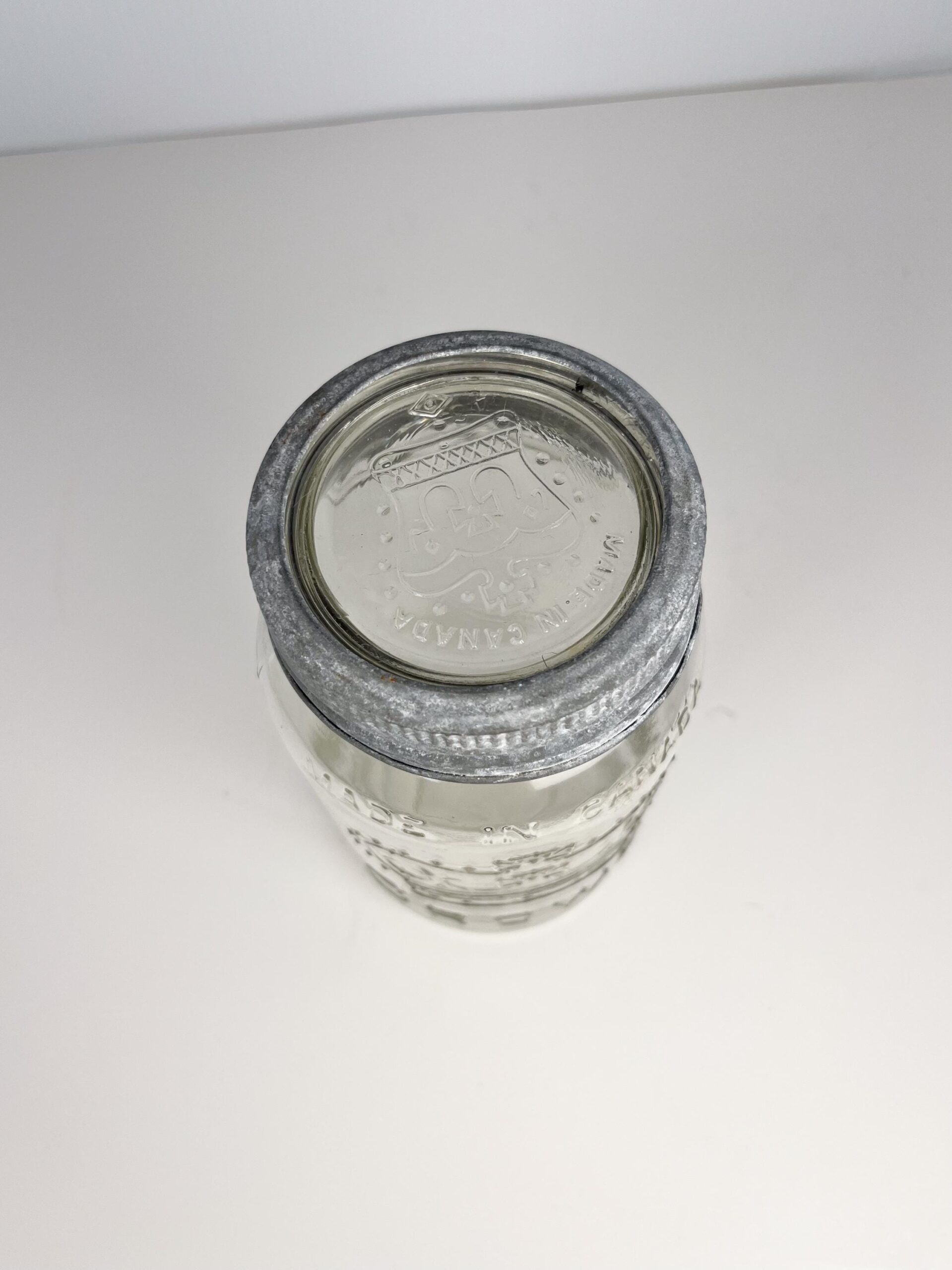 7" vintage Crown Mason Jar - Made in Canada, 1943