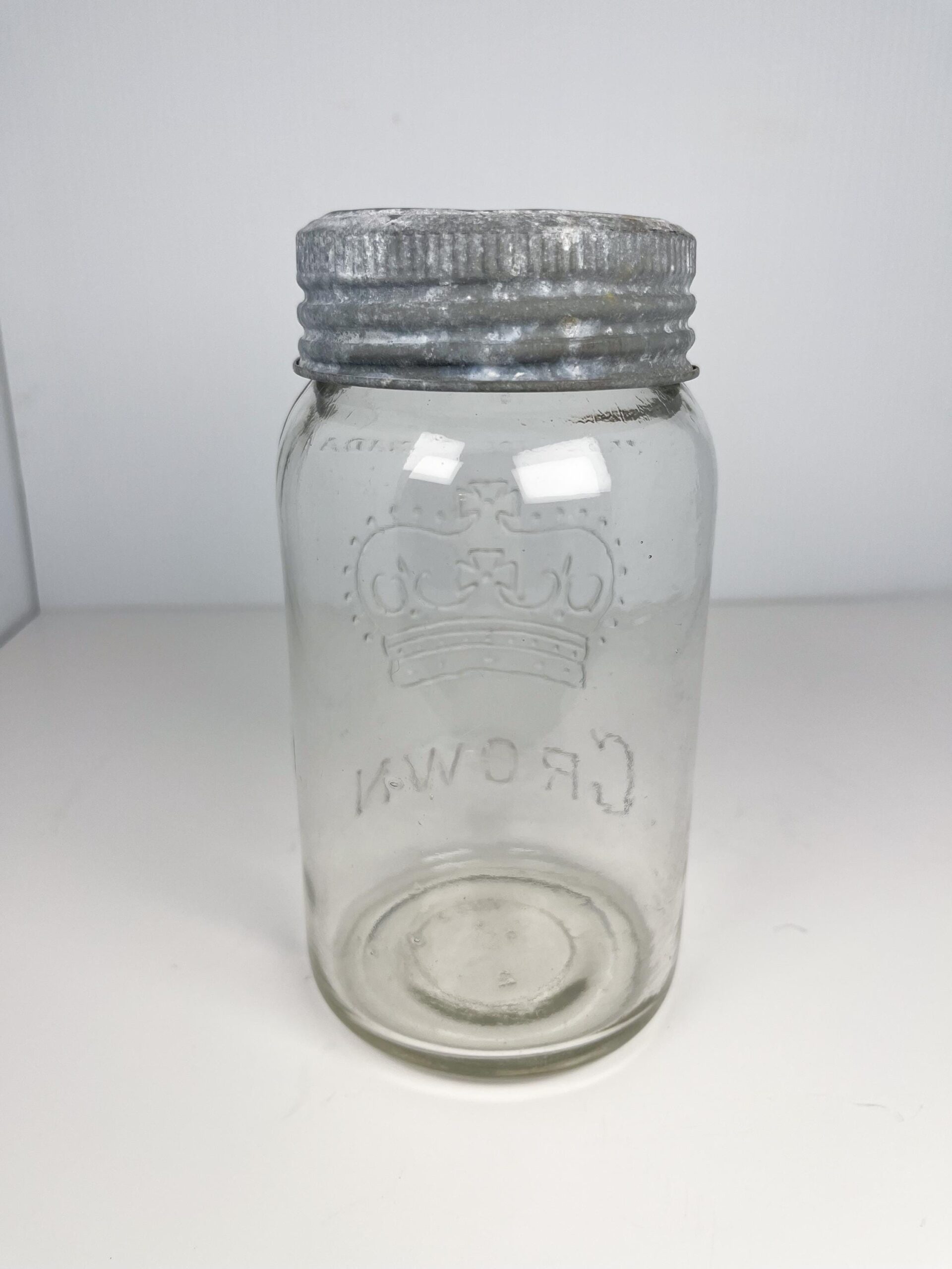 7" vintage Crown Mason Jar - Made in Canada, 1943