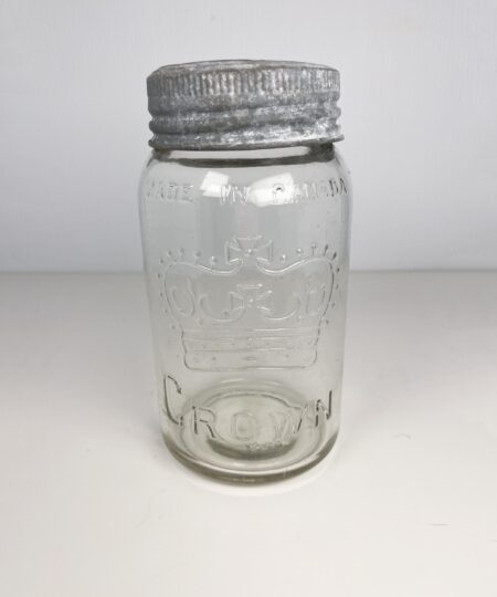 7" vintage Crown Mason Jar - Made in Canada, 1943
