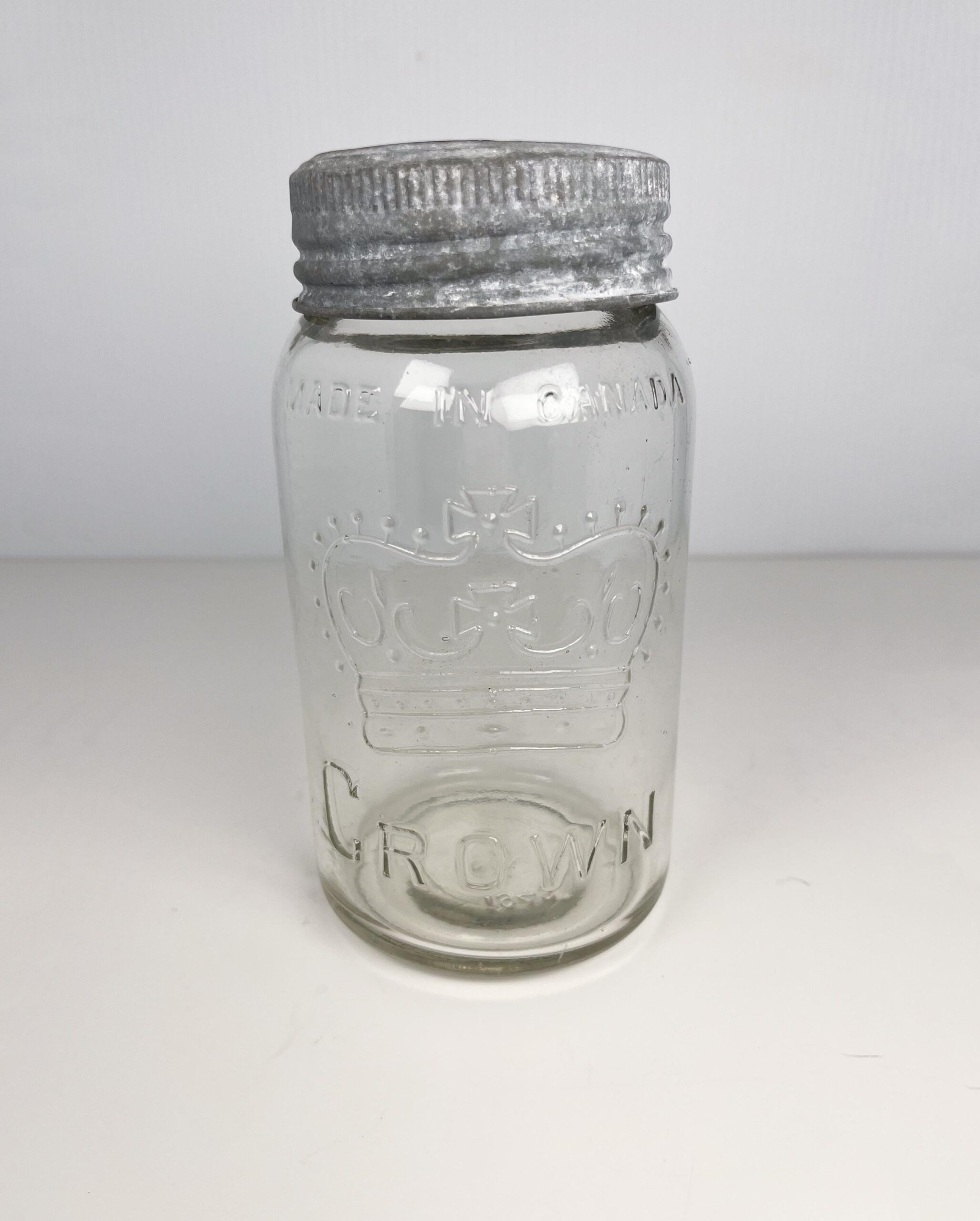 7" vintage Crown Mason Jar - Made in Canada, 1943