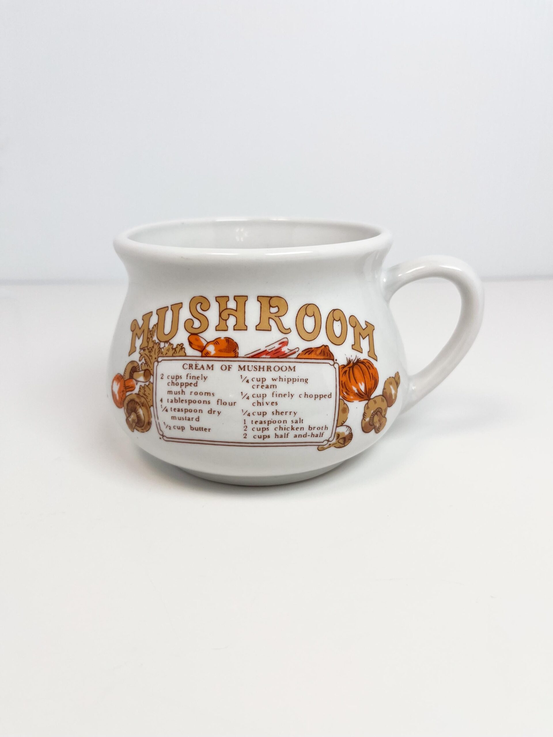 Vintage mushroom soup mug - with cream of mushroom recipe
