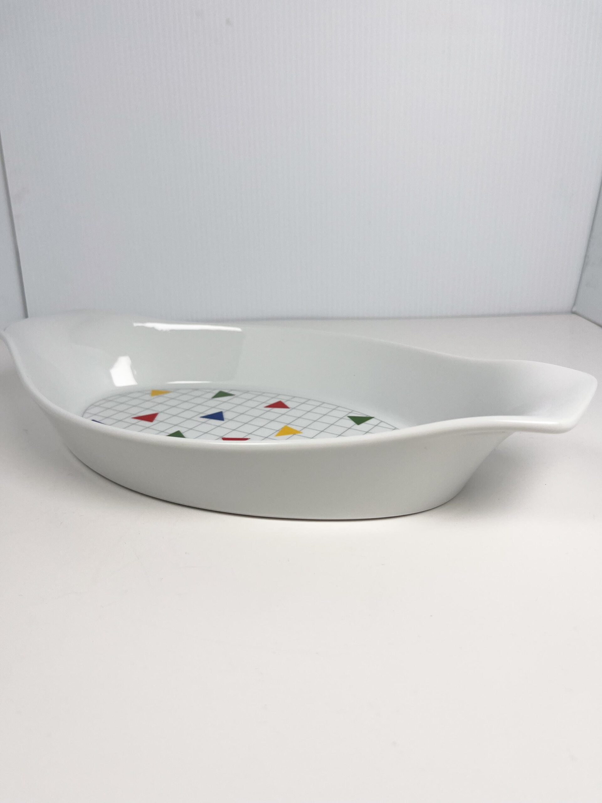 Vintage 80s Japanese rainbow checkered casserole dish by Algar