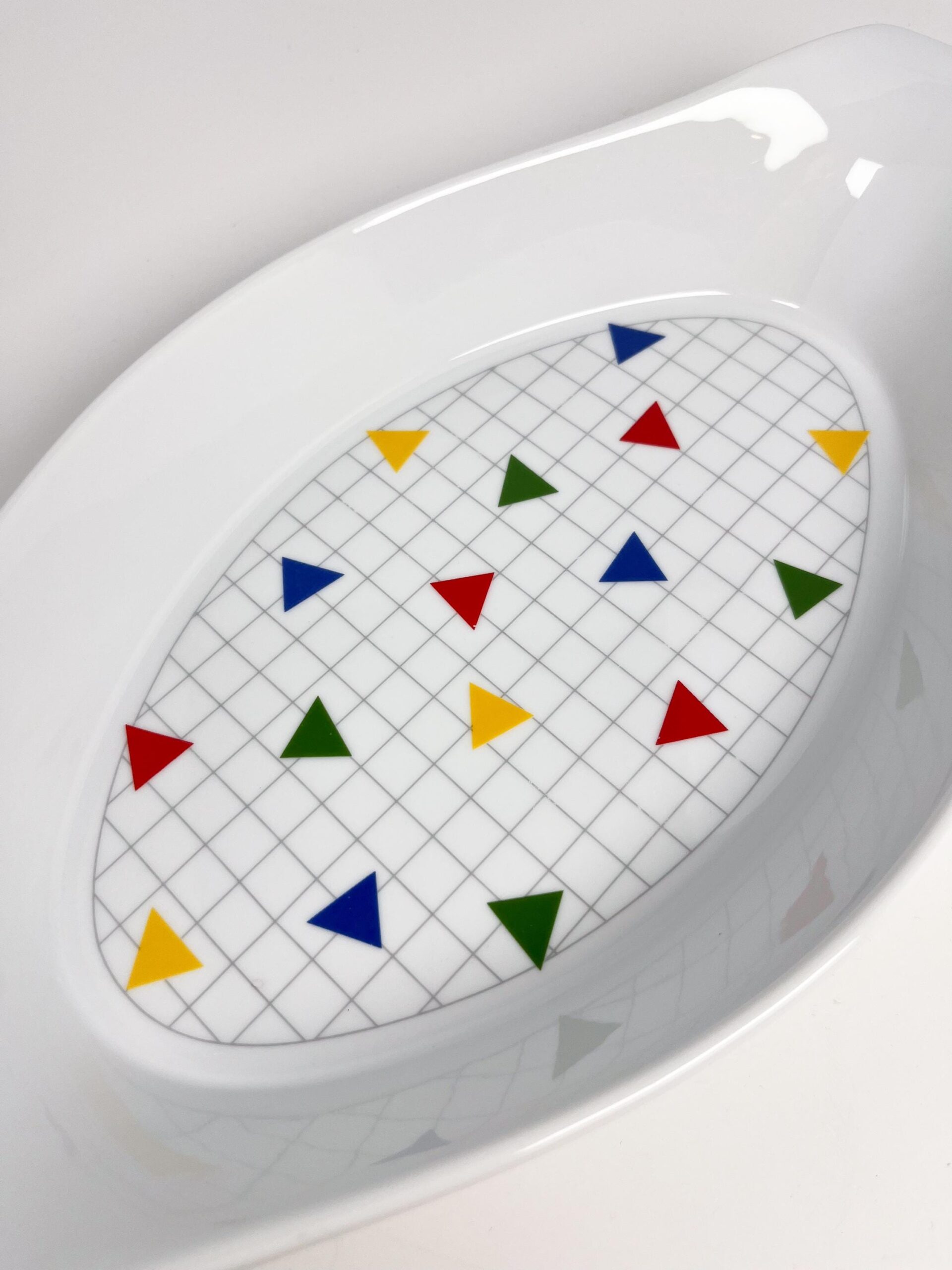 Vintage 80s Japanese rainbow checkered casserole dish by Algar