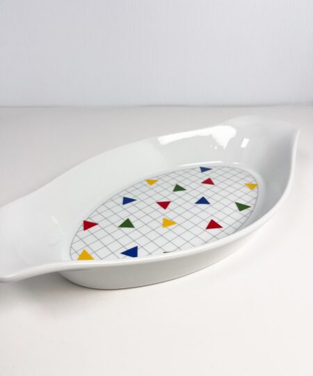 Vintage 80s Japanese rainbow checkered casserole dish by Algar