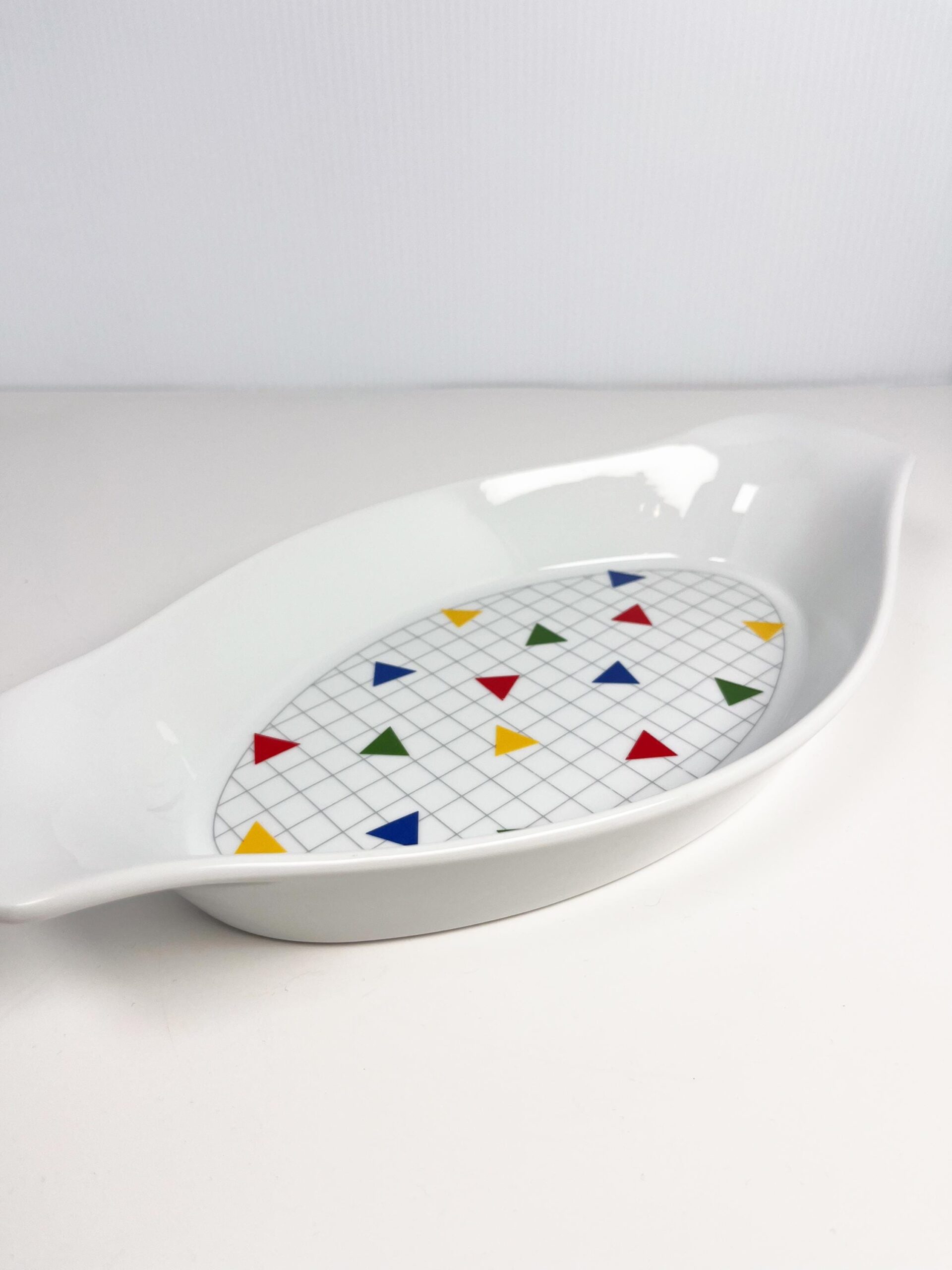 Vintage 80s Japanese rainbow checkered casserole dish by Algar
