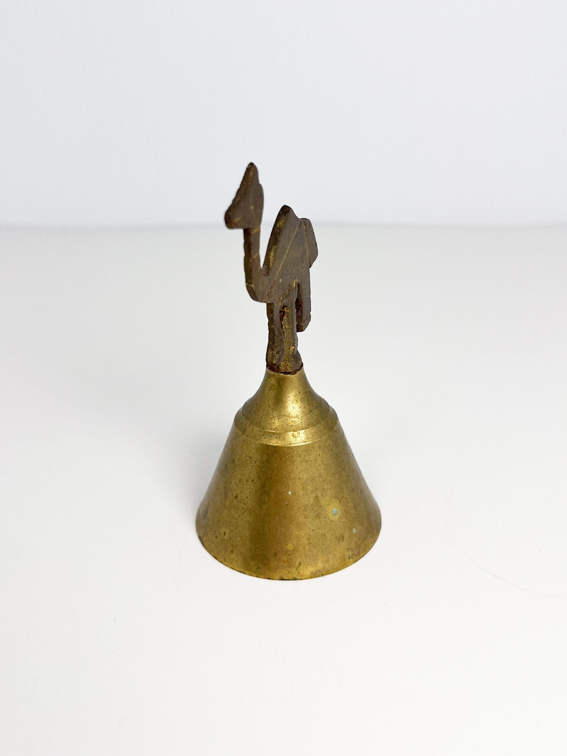 Vintage small brass camel bell - patina, rustic charm