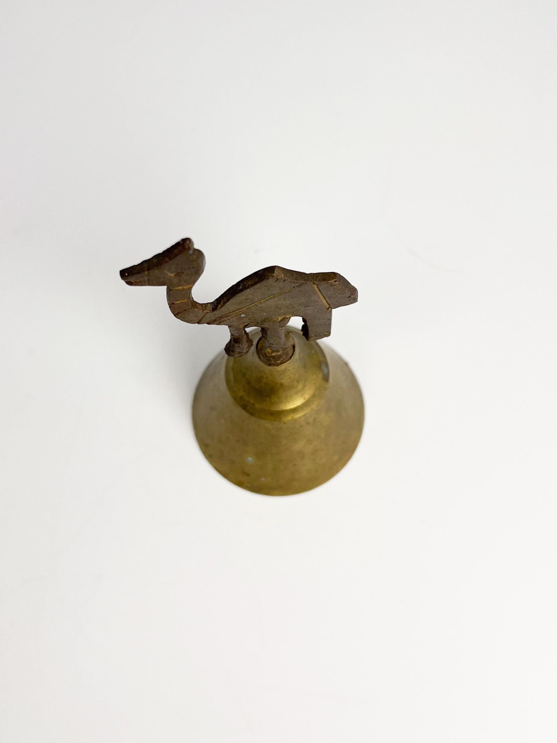 Vintage small brass camel bell - patina, rustic charm