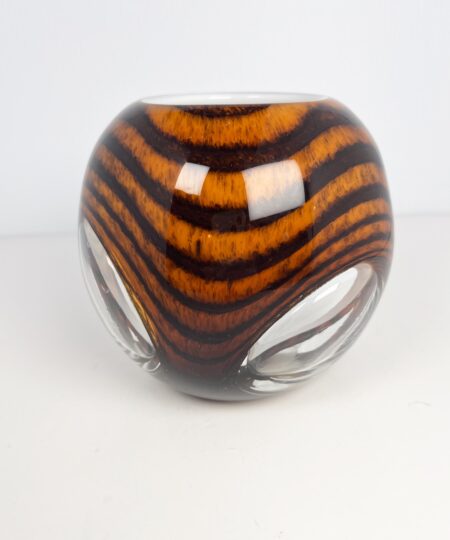 Vintage tiger striped glass vase / art glass decor