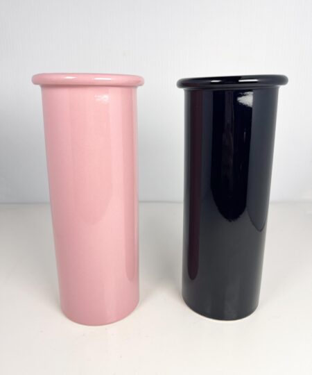 Dansk 8" pink and black ceramic vases