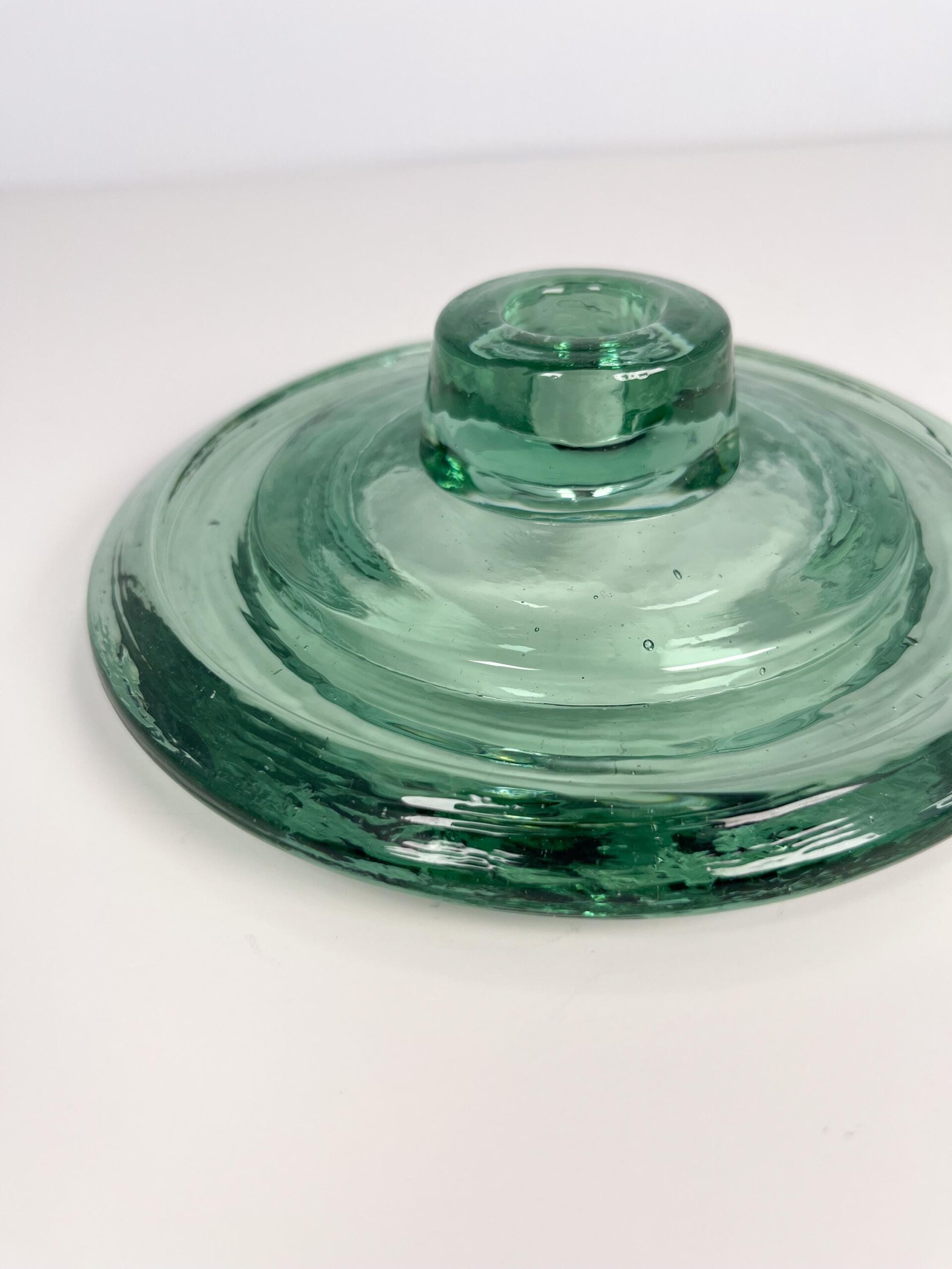 Hand blown recycled glass tapered candle stick holder