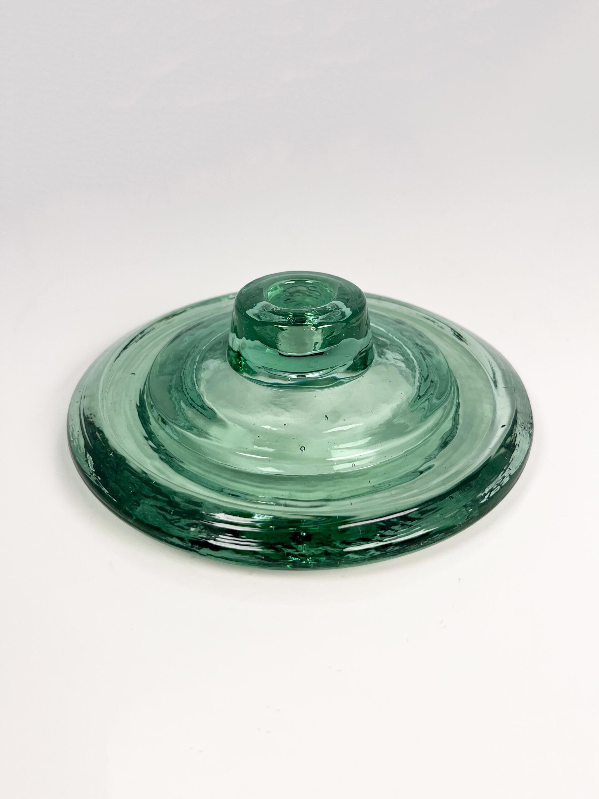 Hand blown recycled glass tapered candle stick holder