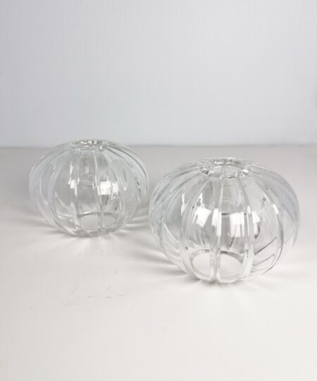 Vintage crystal sphere ribbed tapered candle holders
