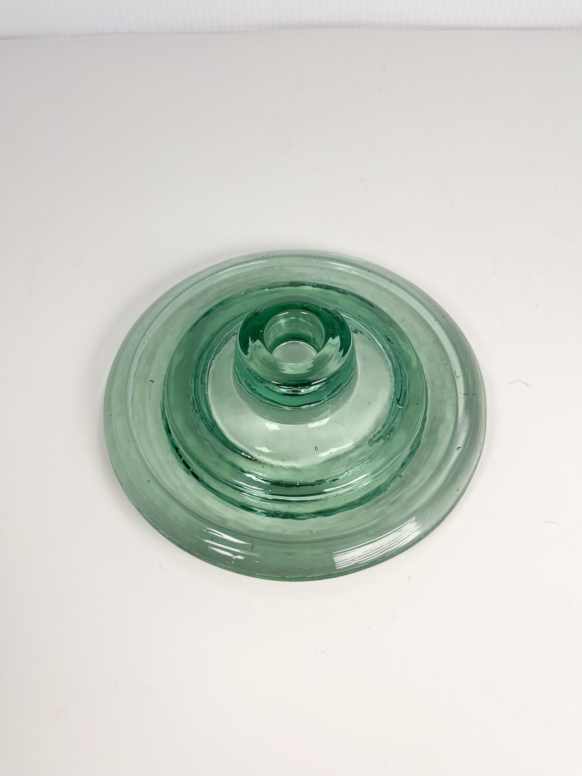 Hand blown recycled glass tapered candle stick holder