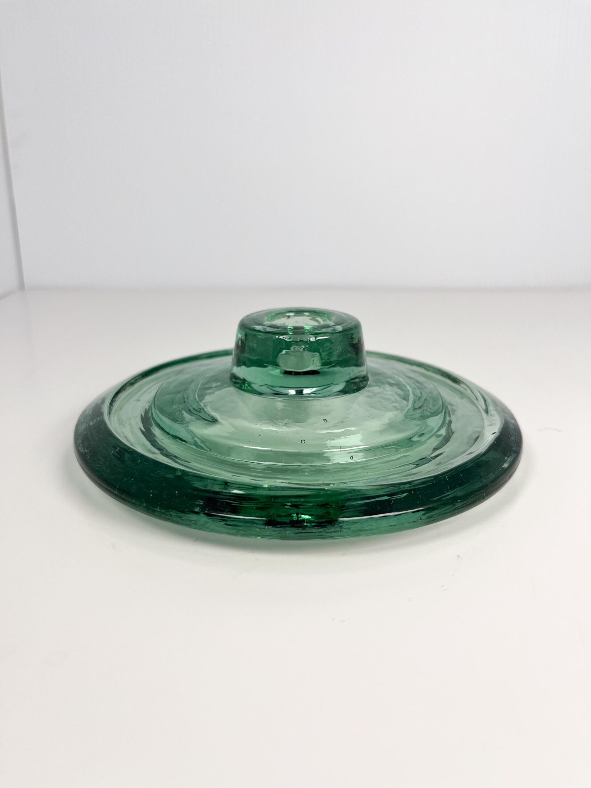 Hand blown recycled glass tapered candle stick holder