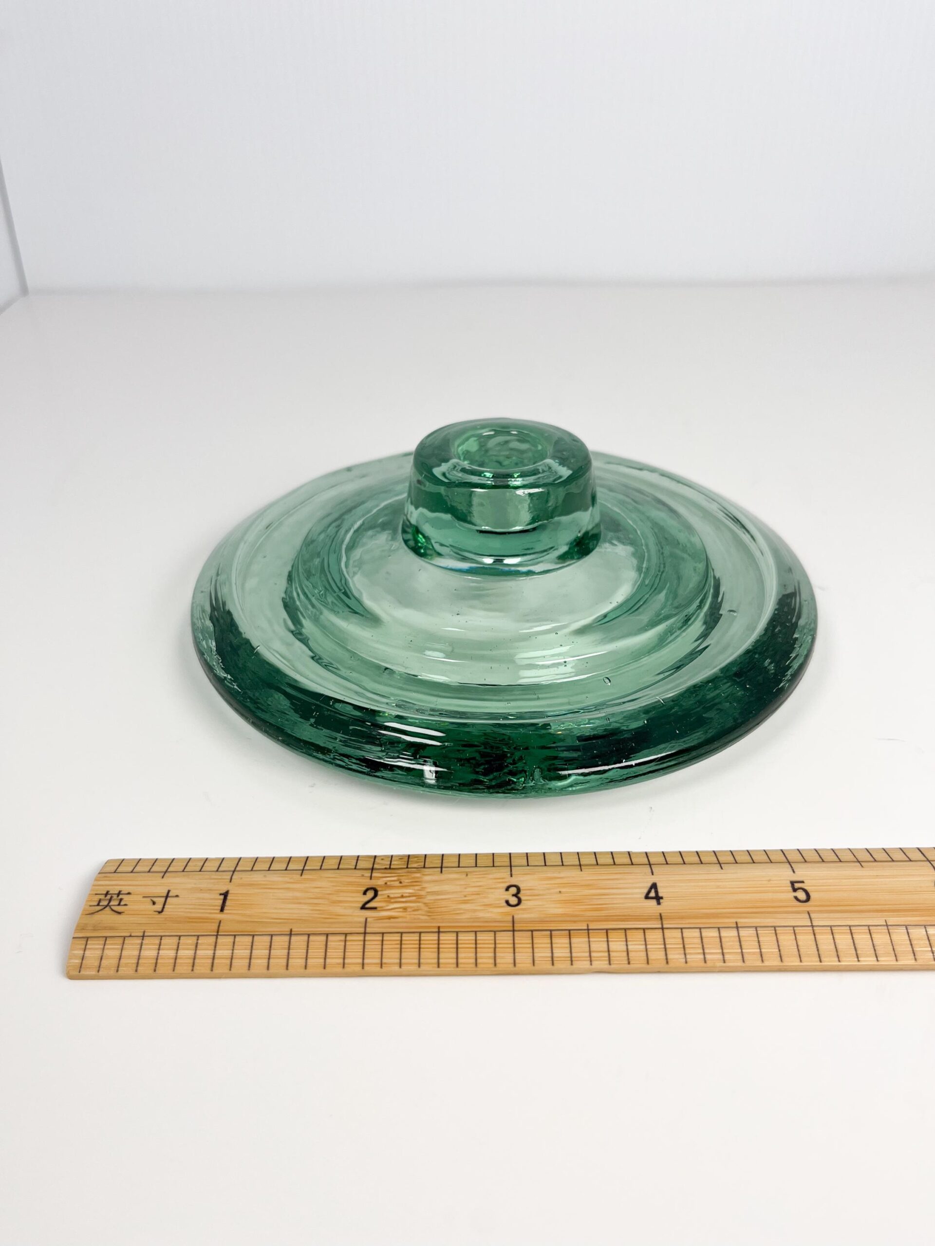 Hand blown recycled glass tapered candle stick holder