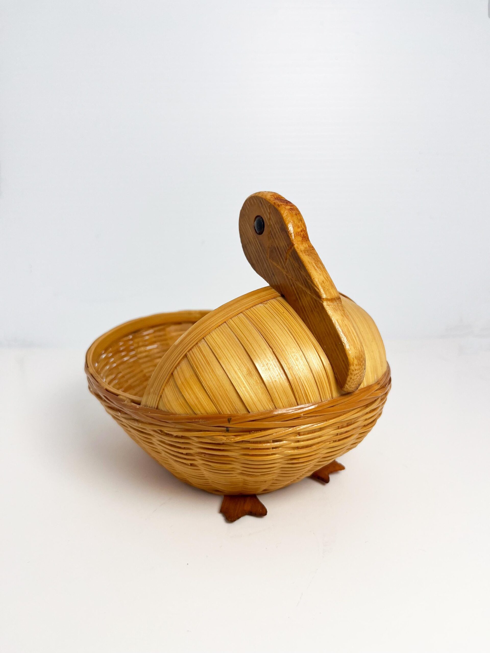 Vintage small wicker duck basket