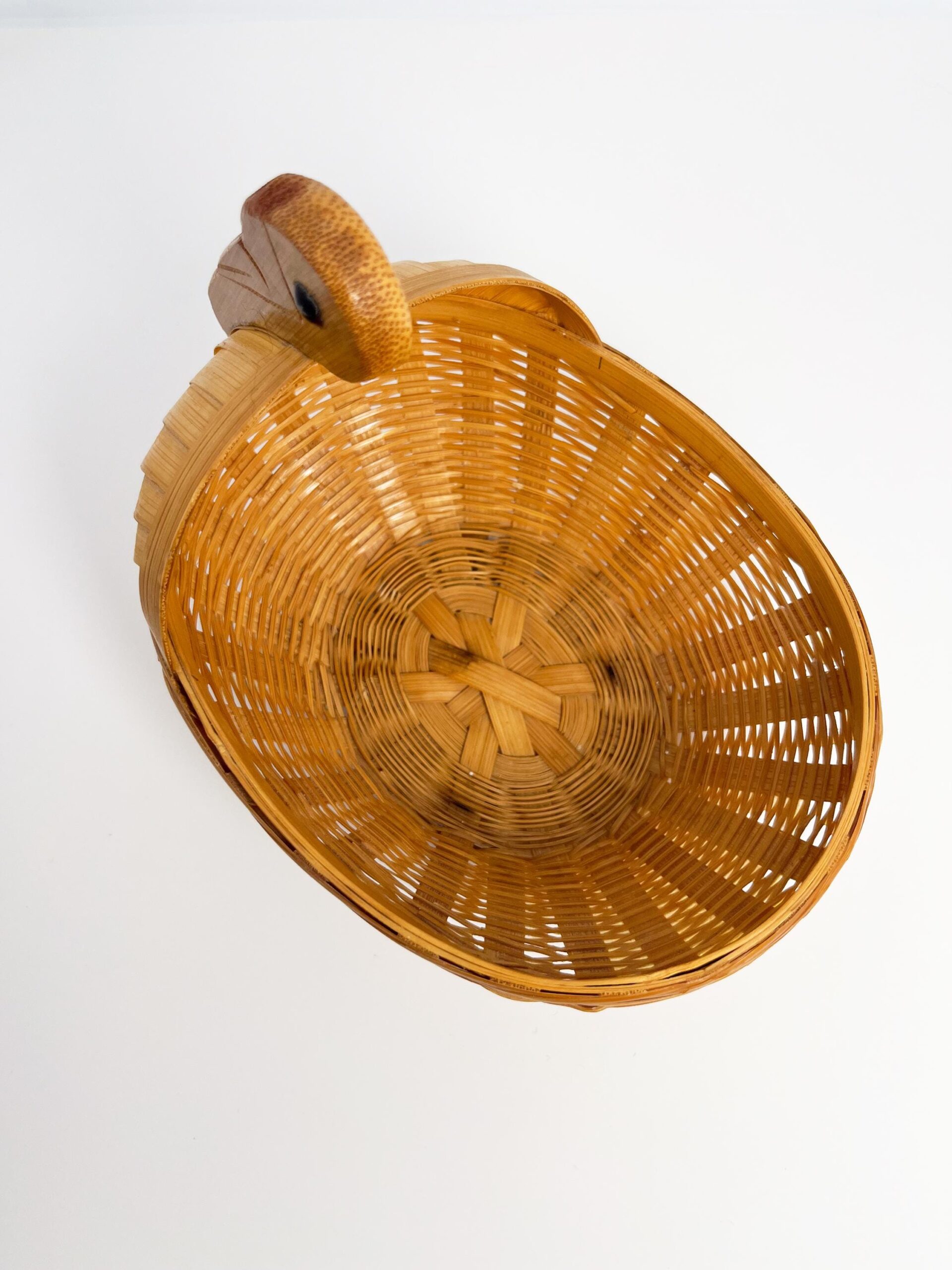 Vintage small wicker duck basket