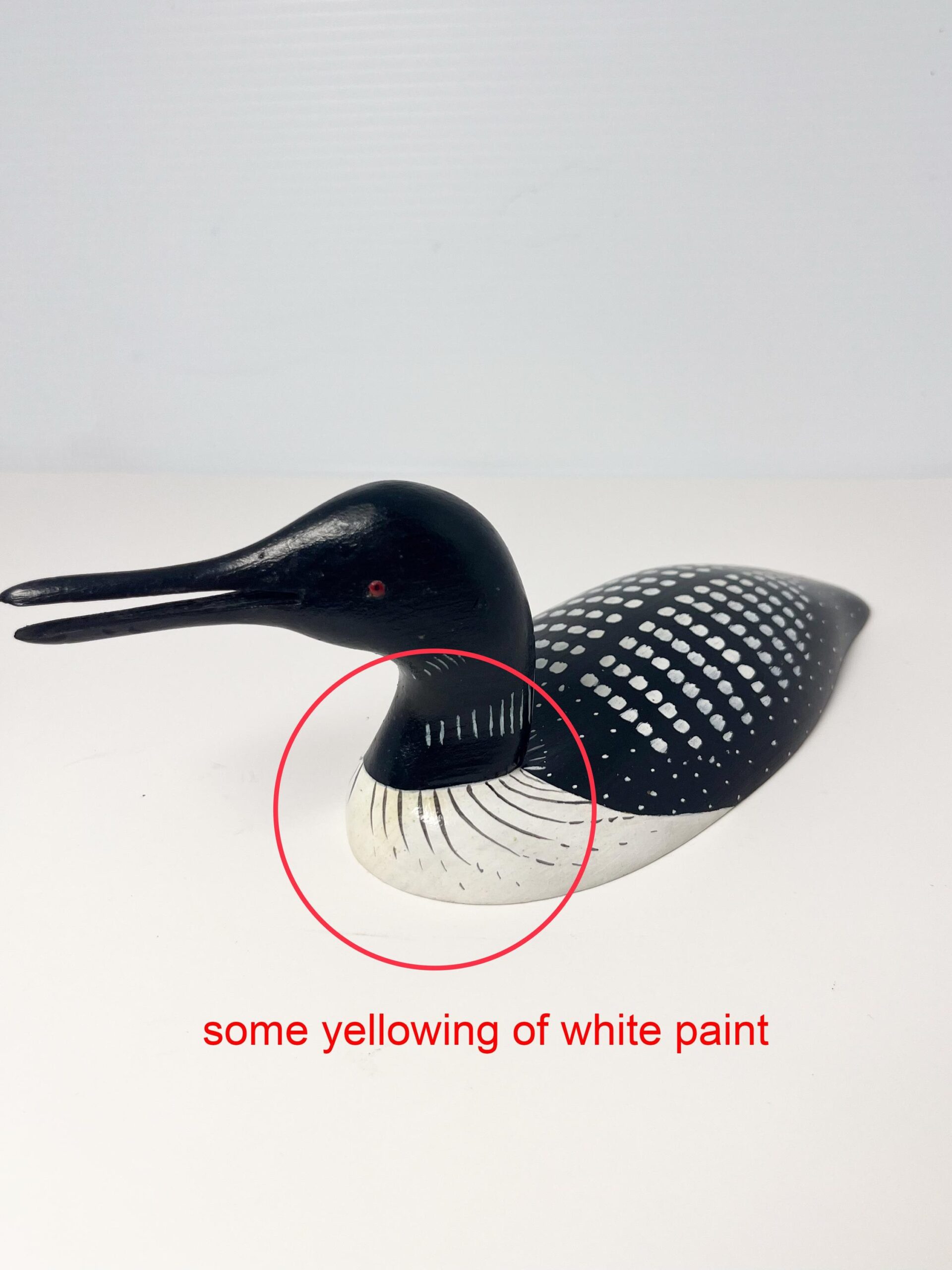 Small 9" painted wood loon decoy - hand carved Canadian bird decor