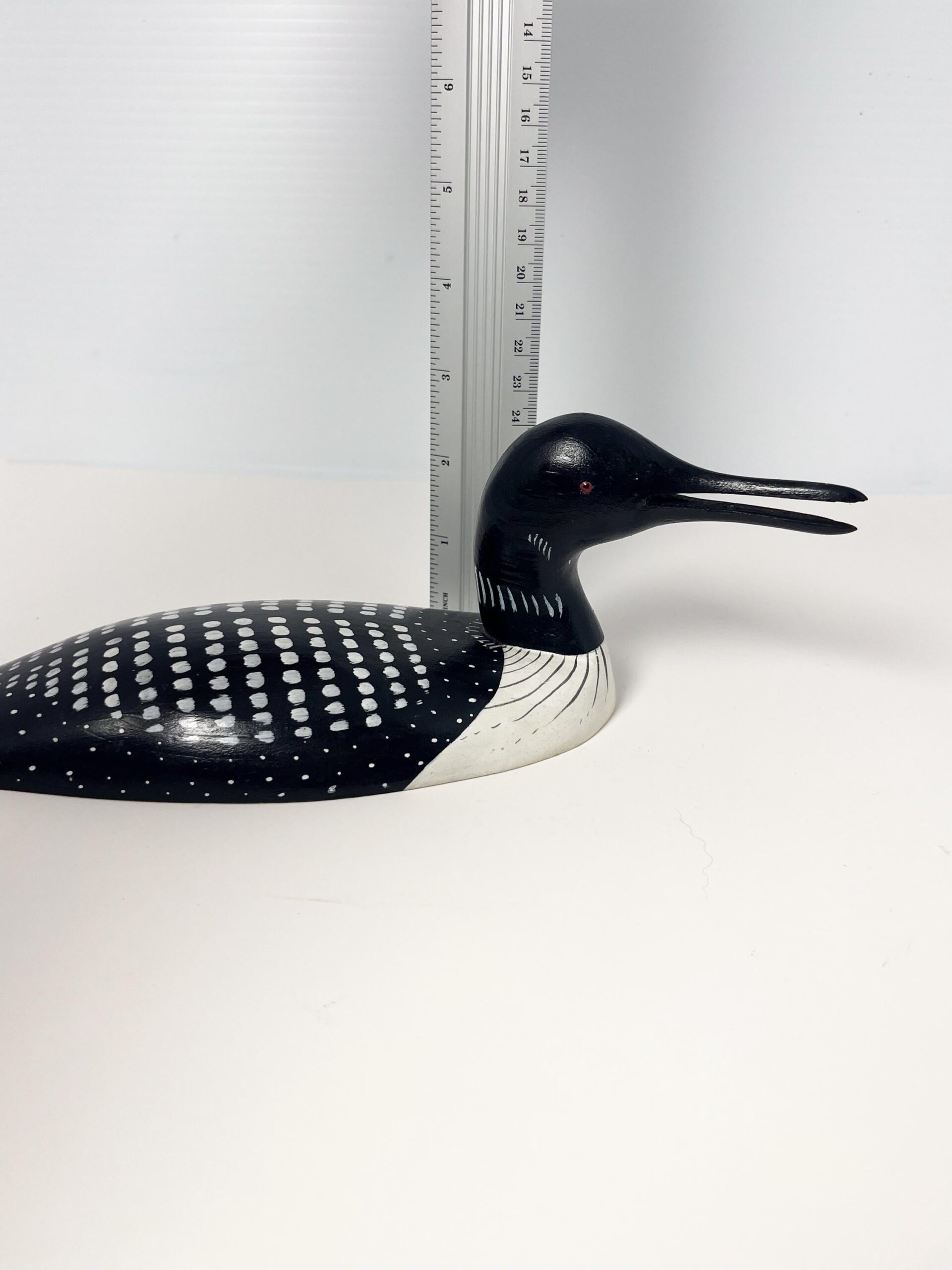 Small 9" painted wood loon decoy - hand carved Canadian bird decor