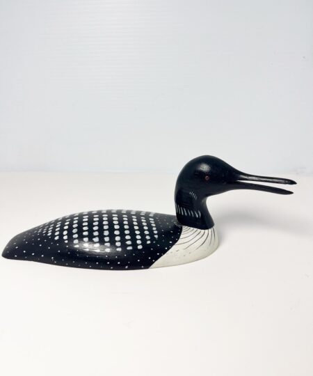 Small 9" painted wood loon decoy - hand carved Canadian bird decor