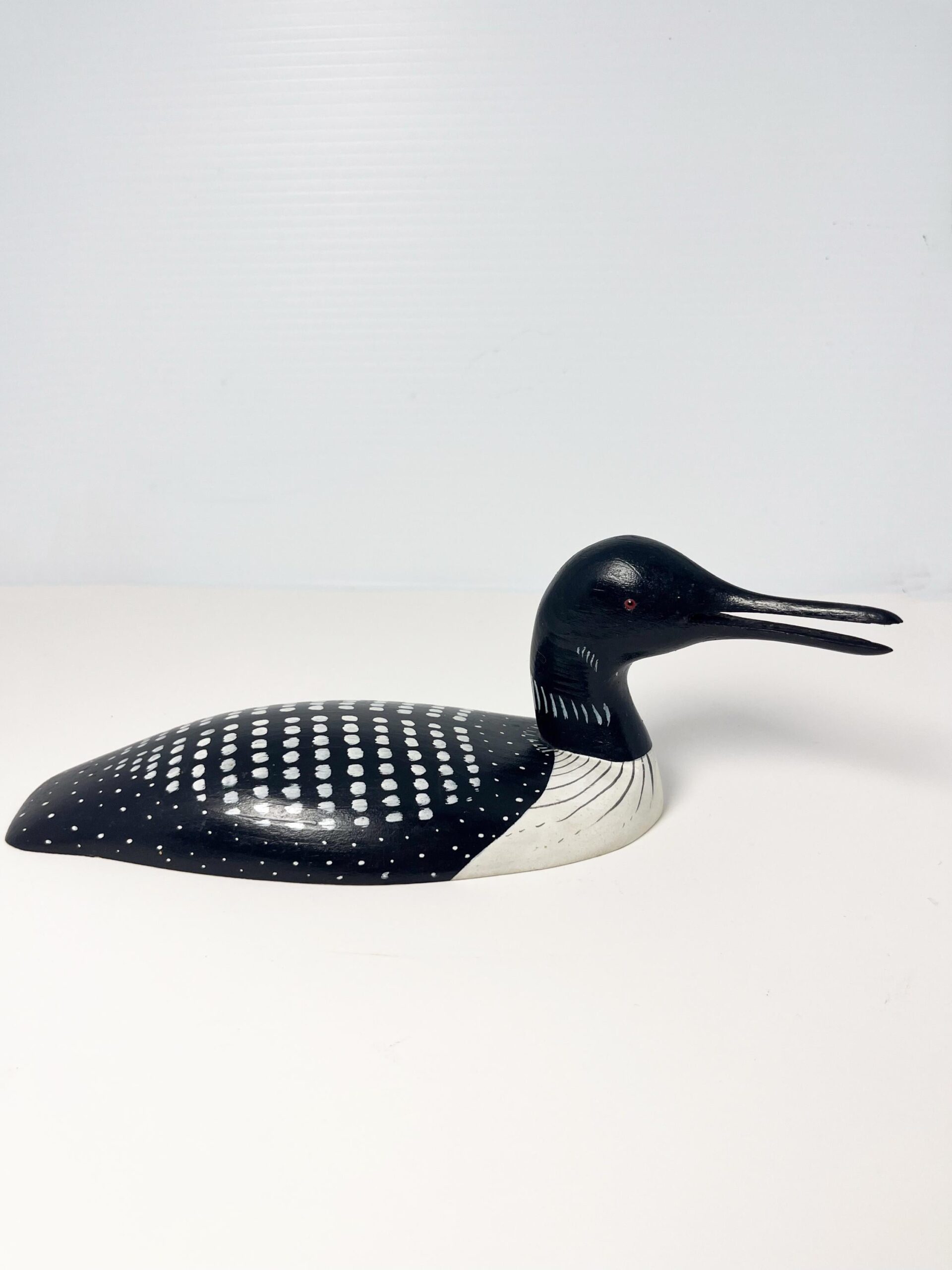 Small 9" painted wood loon decoy - hand carved Canadian bird decor