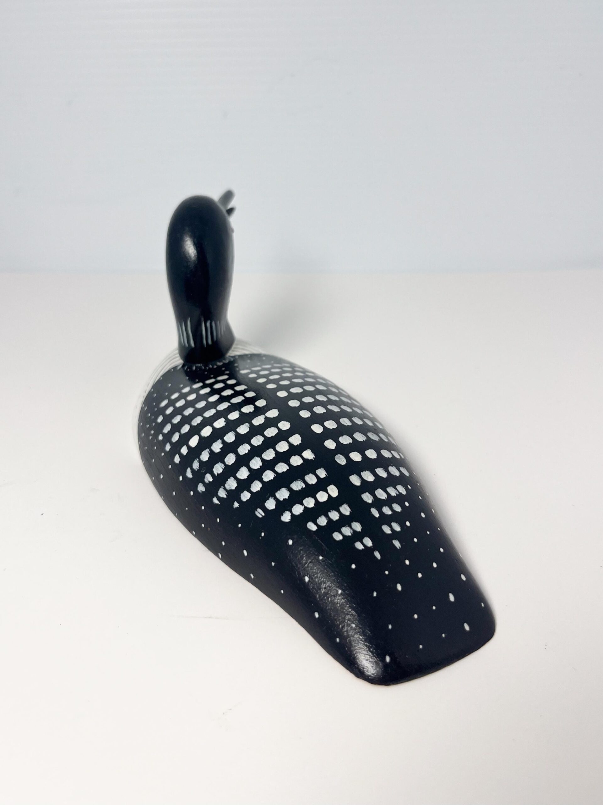 Small 9" painted wood loon decoy - hand carved Canadian bird decor