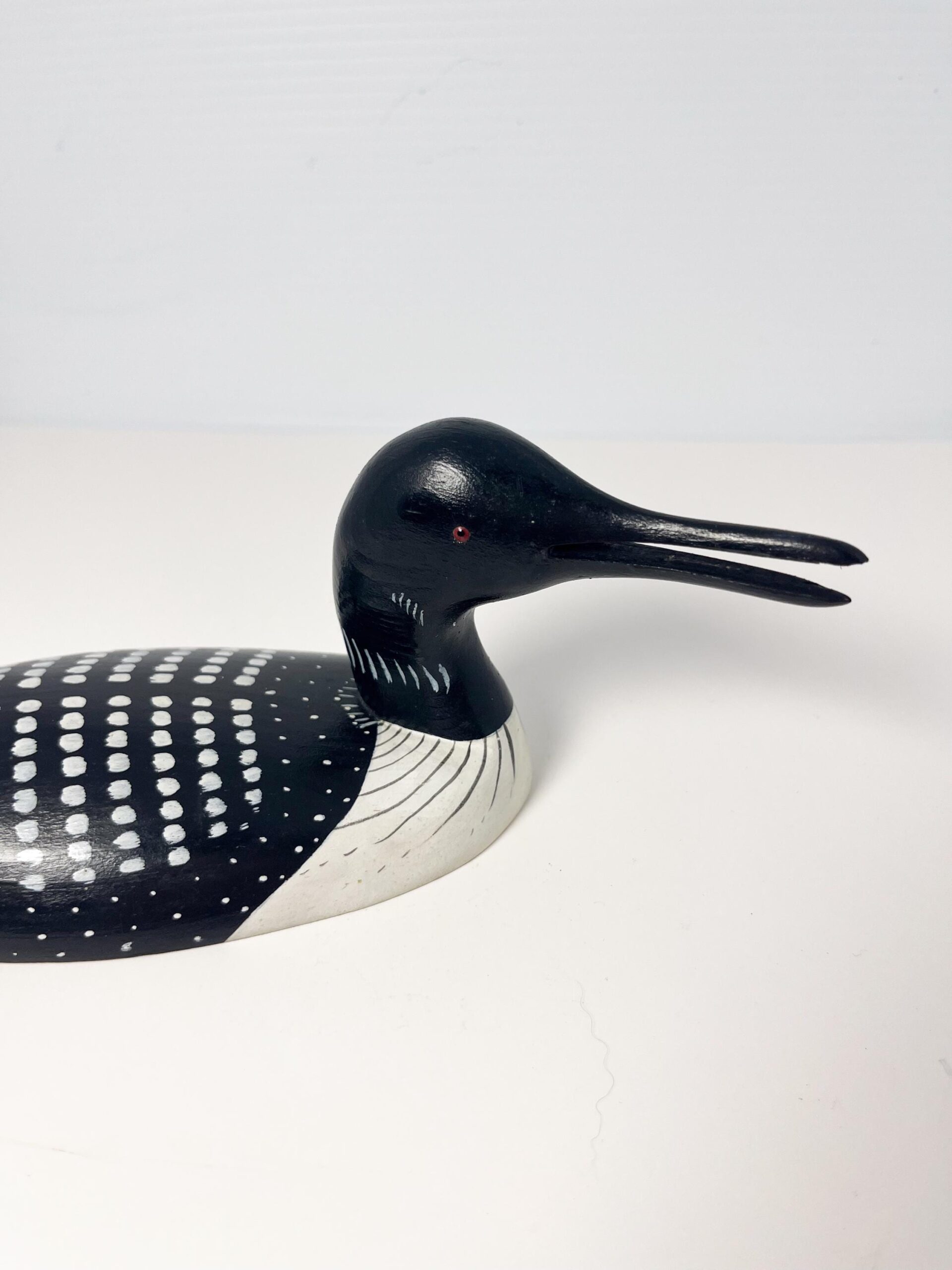 Small 9" painted wood loon decoy - hand carved Canadian bird decor
