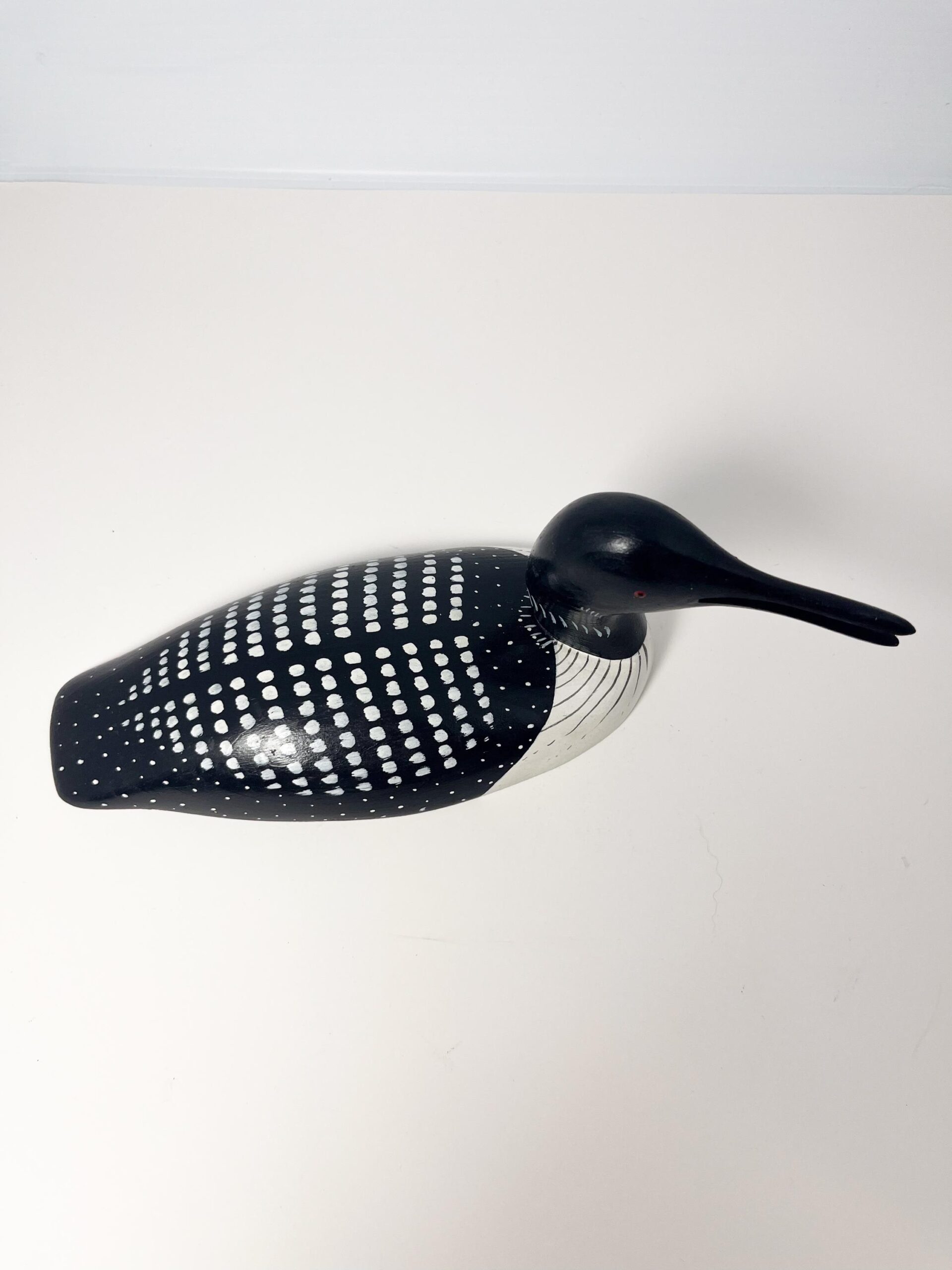 Small 9" painted wood loon decoy - hand carved Canadian bird decor