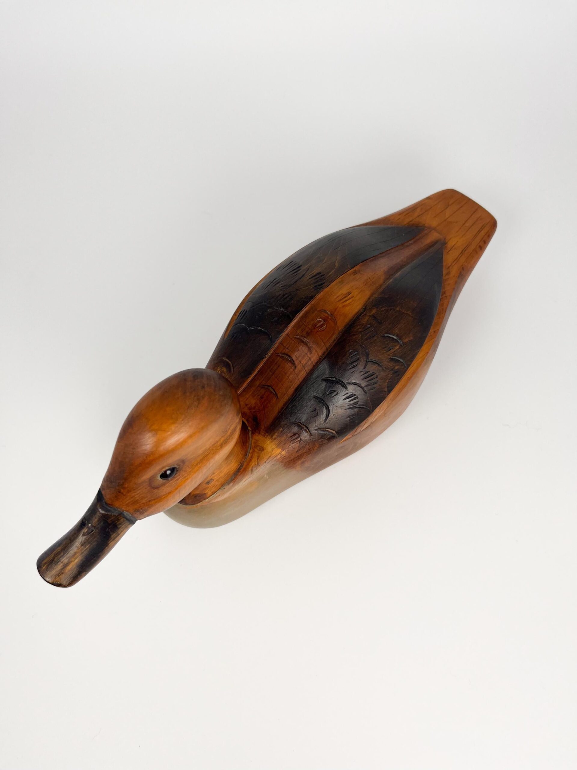Hand carved 11" wood duck decoy