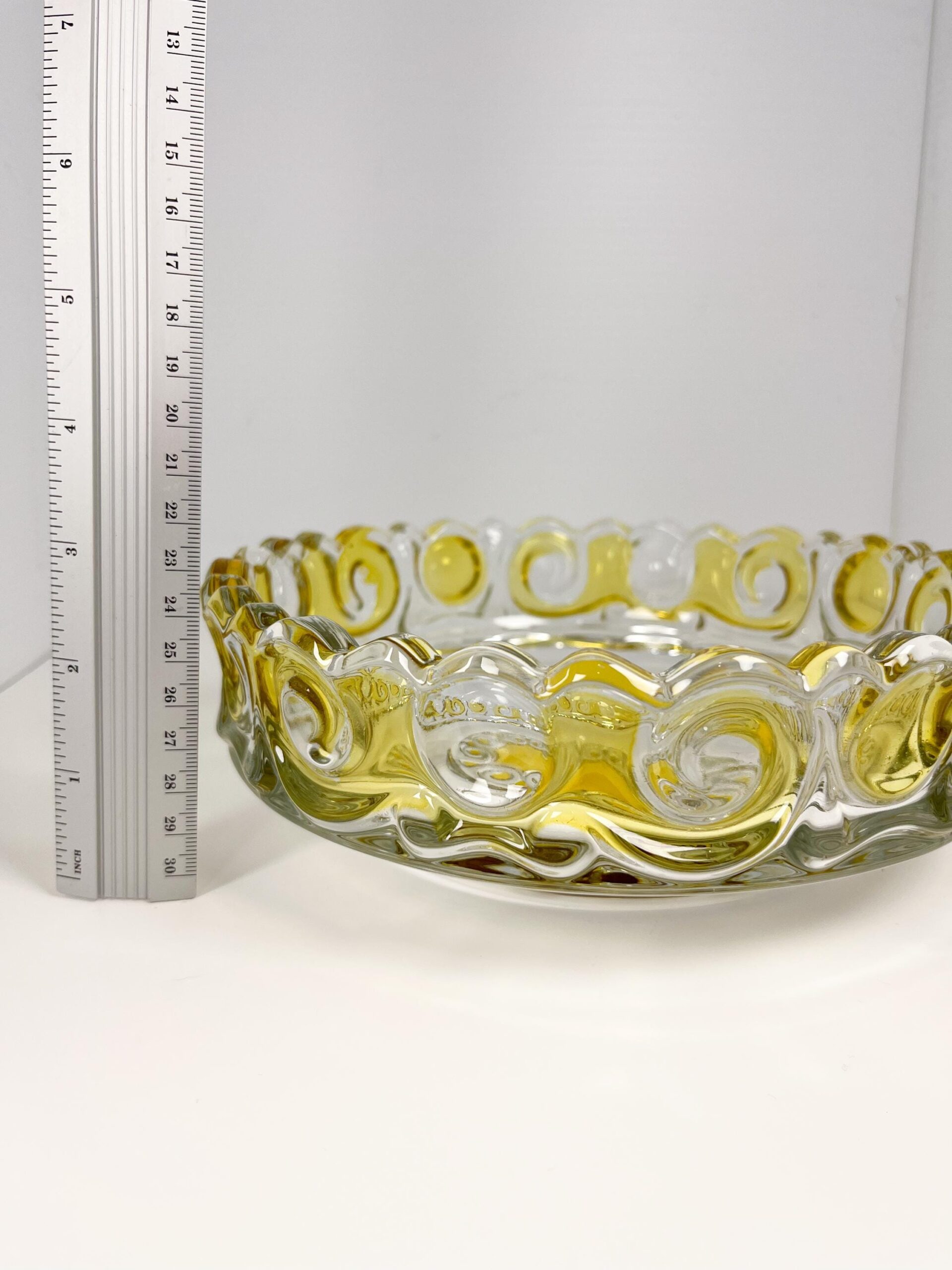 Vintage MCM Walther Kristallglas yellow and clear large crystal serving bowl