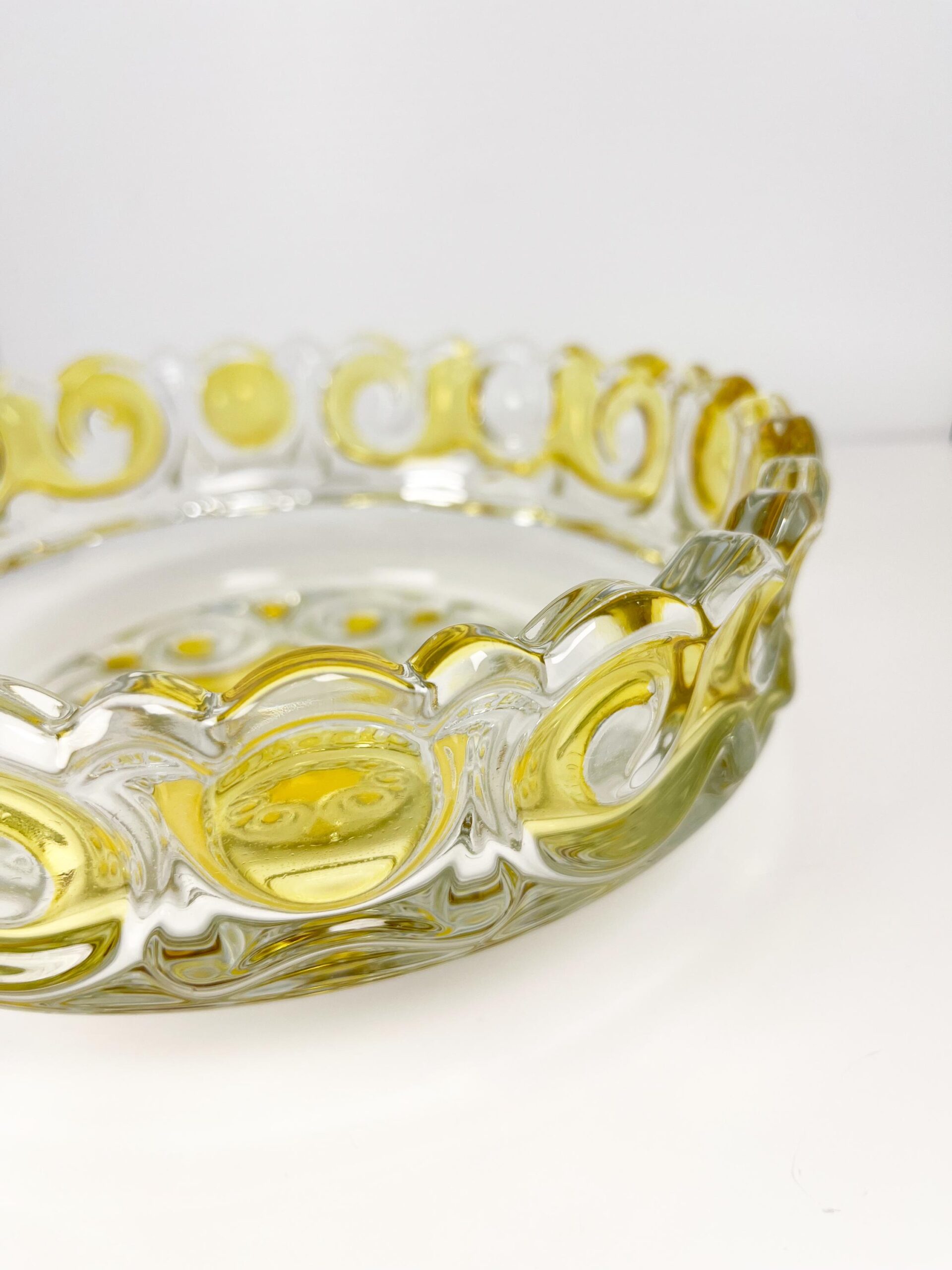 Vintage MCM Walther Kristallglas yellow and clear large crystal serving bowl