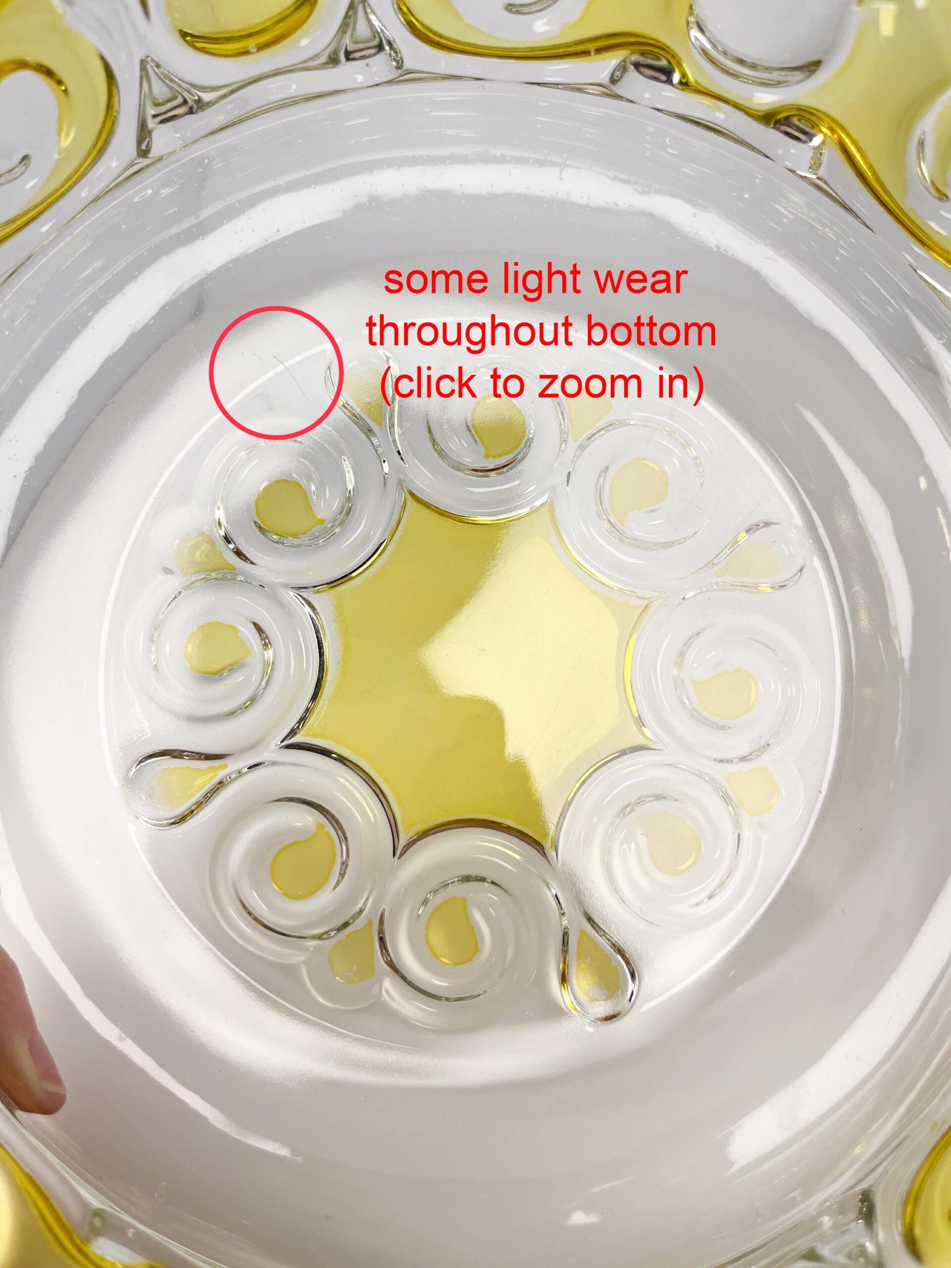 Vintage MCM Walther Kristallglas yellow and clear large crystal serving bowl