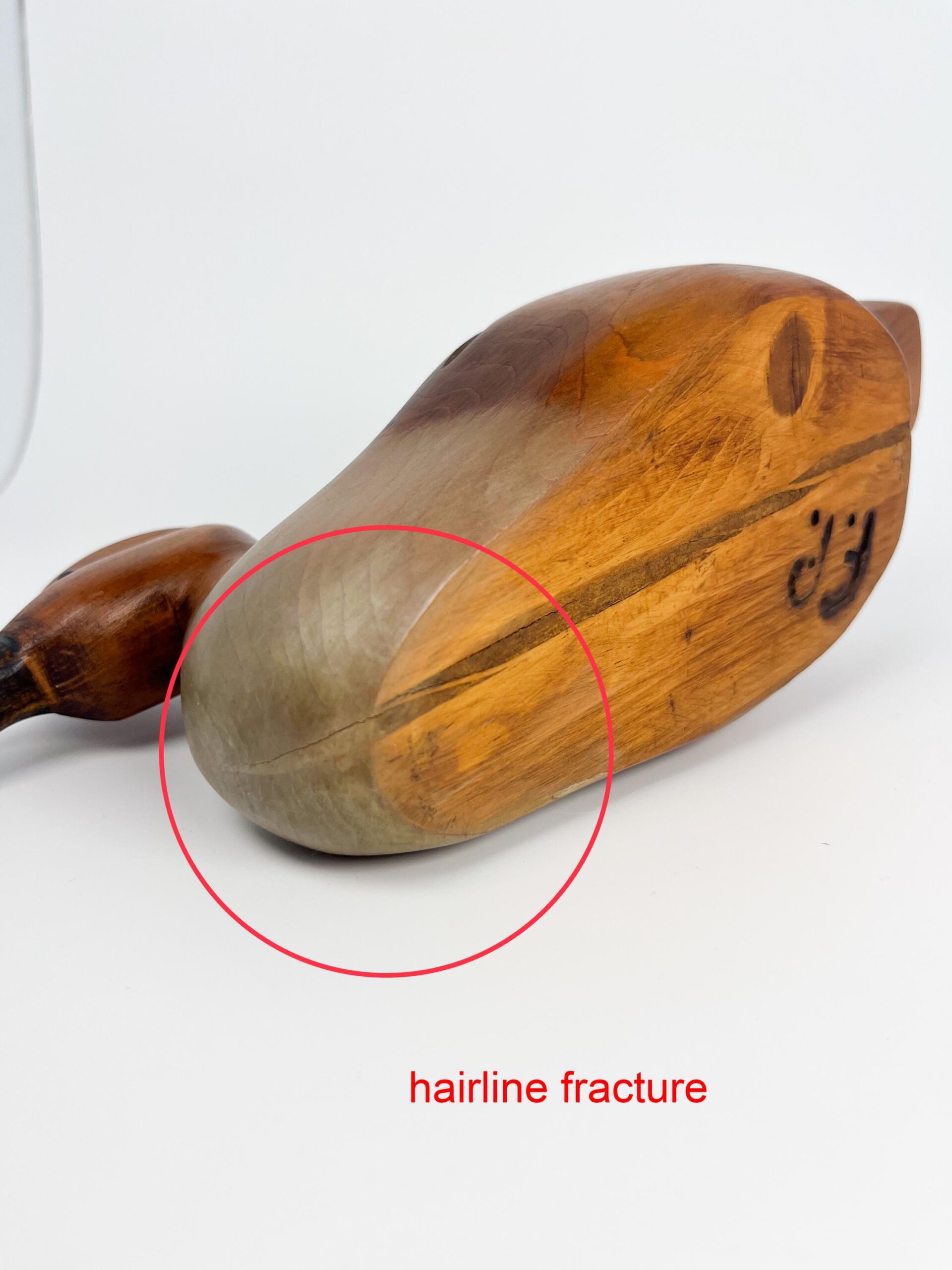 Hand carved 11" wood duck decoy