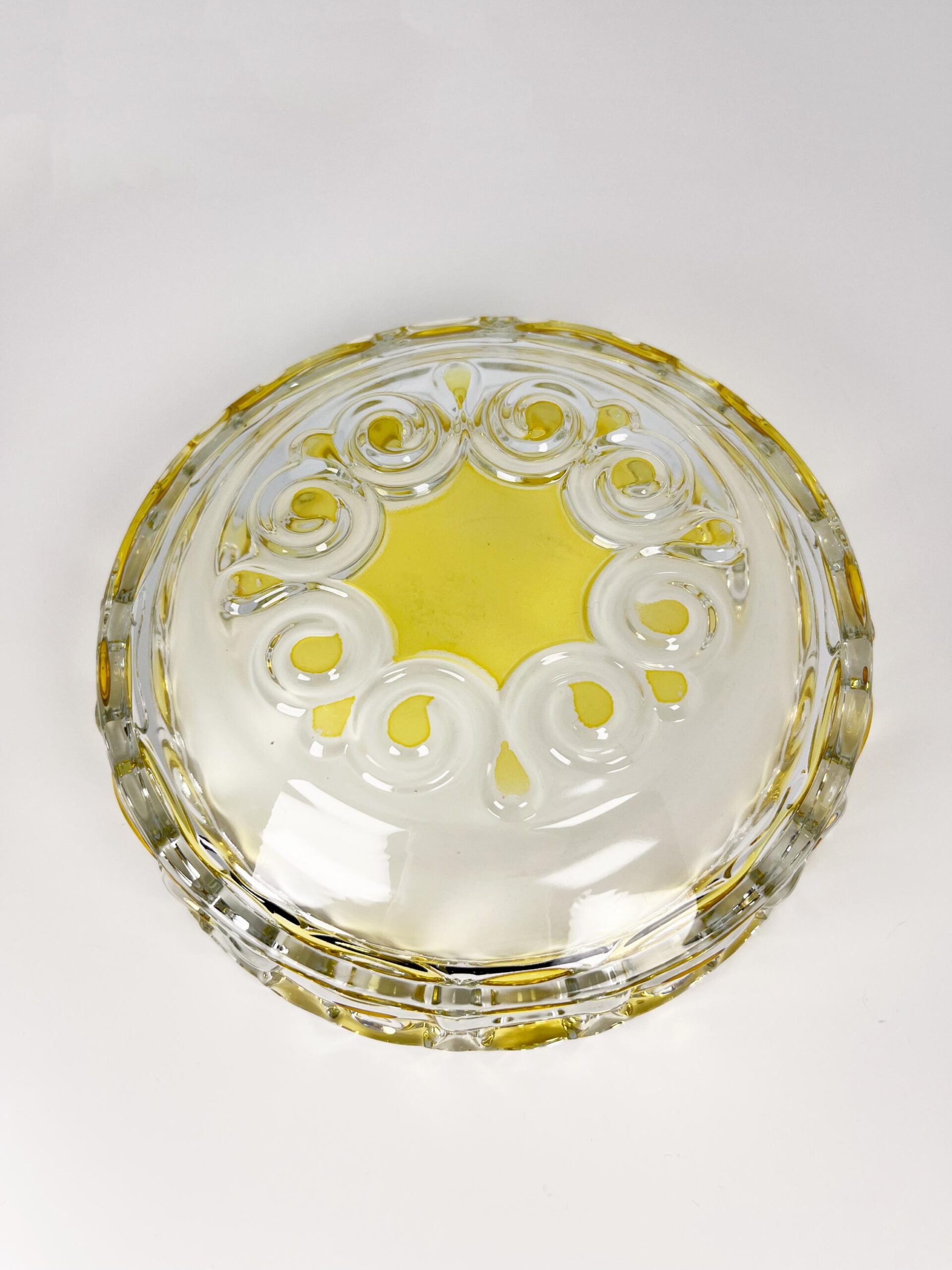 Vintage MCM Walther Kristallglas yellow and clear large crystal serving bowl