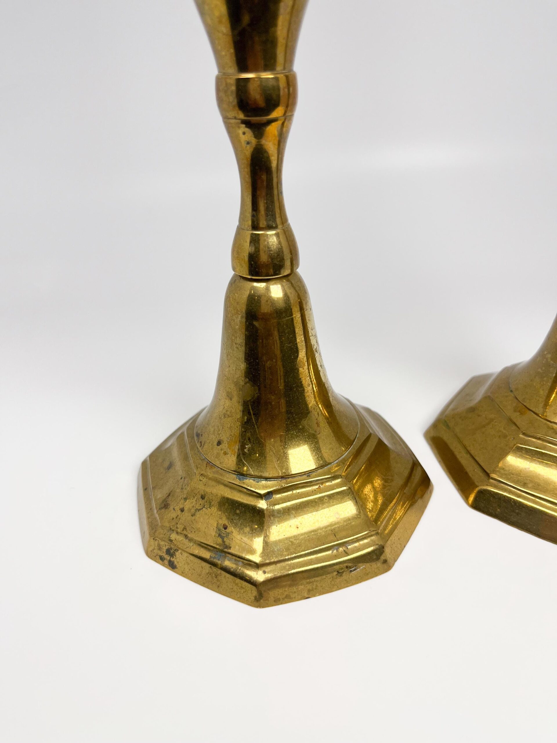 Vintage 12" tall brass candlestick holders set